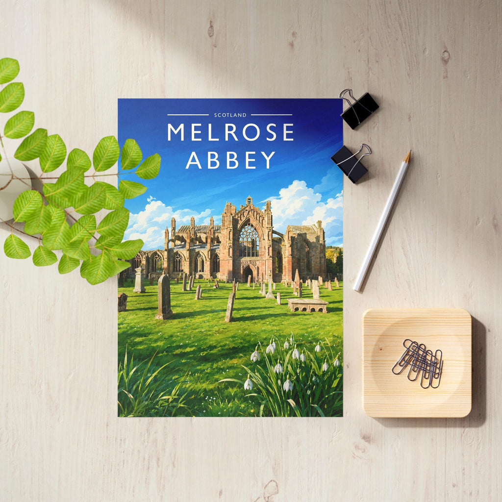 Melrose Abbey Travel Poster as an unframed A4 print