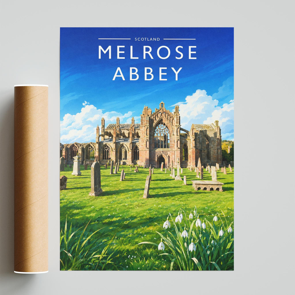 Melrose Abbey Travel Poster - fine art print with shipping tube