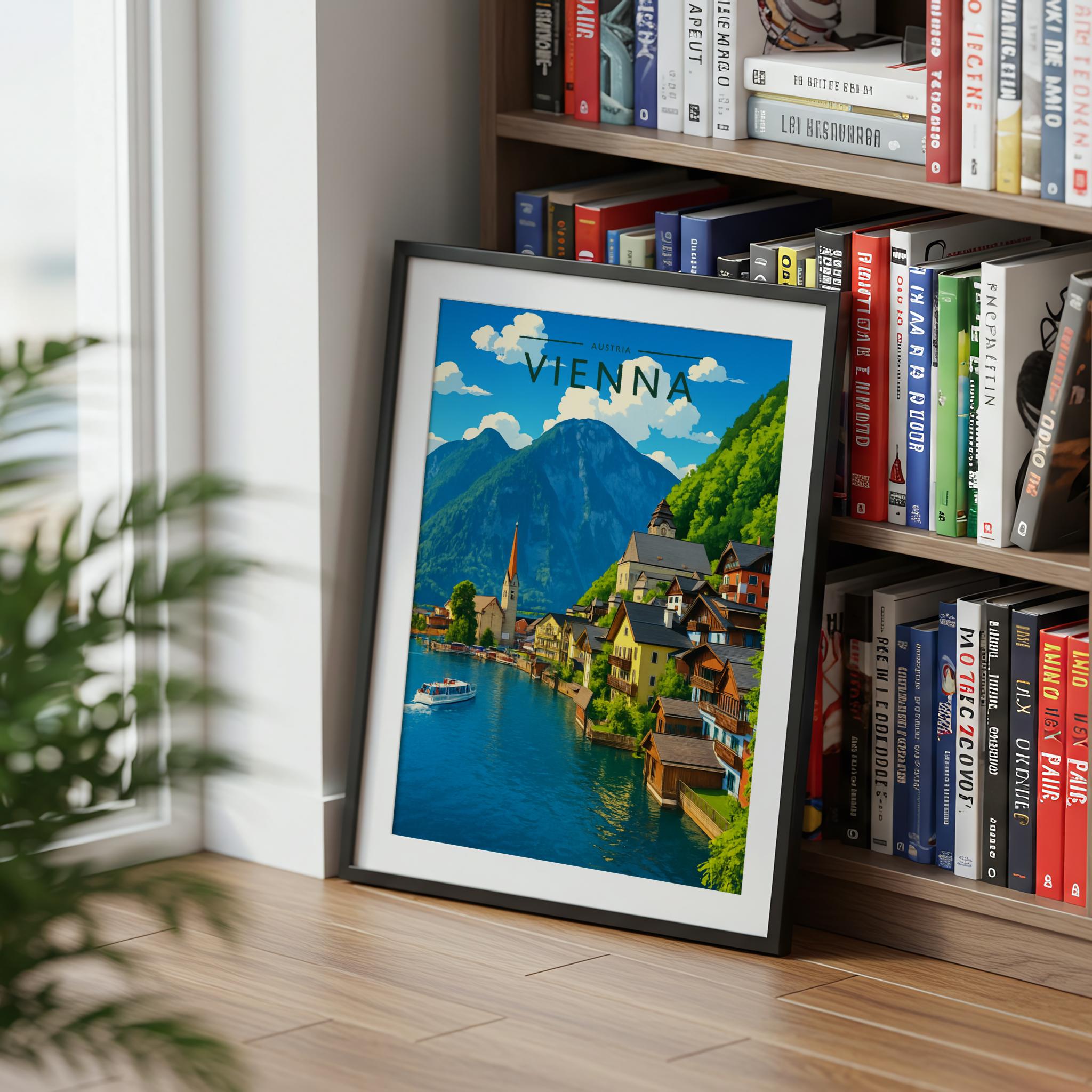 Vienna Travel Poster mounted in a black frame