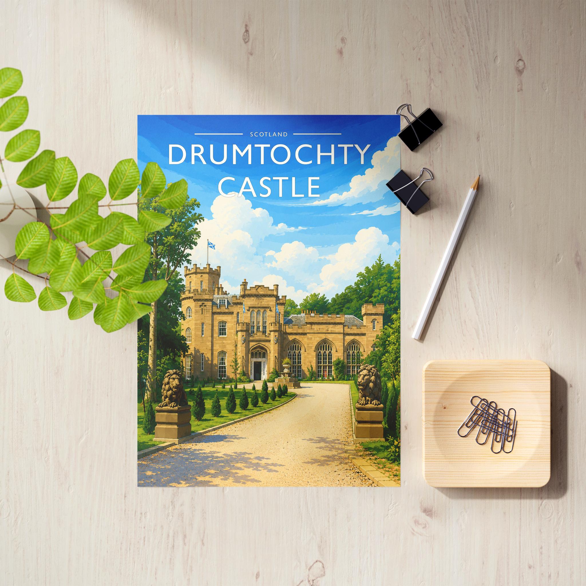 Drumtochty Castle Travel Poster as an unframed A4 print