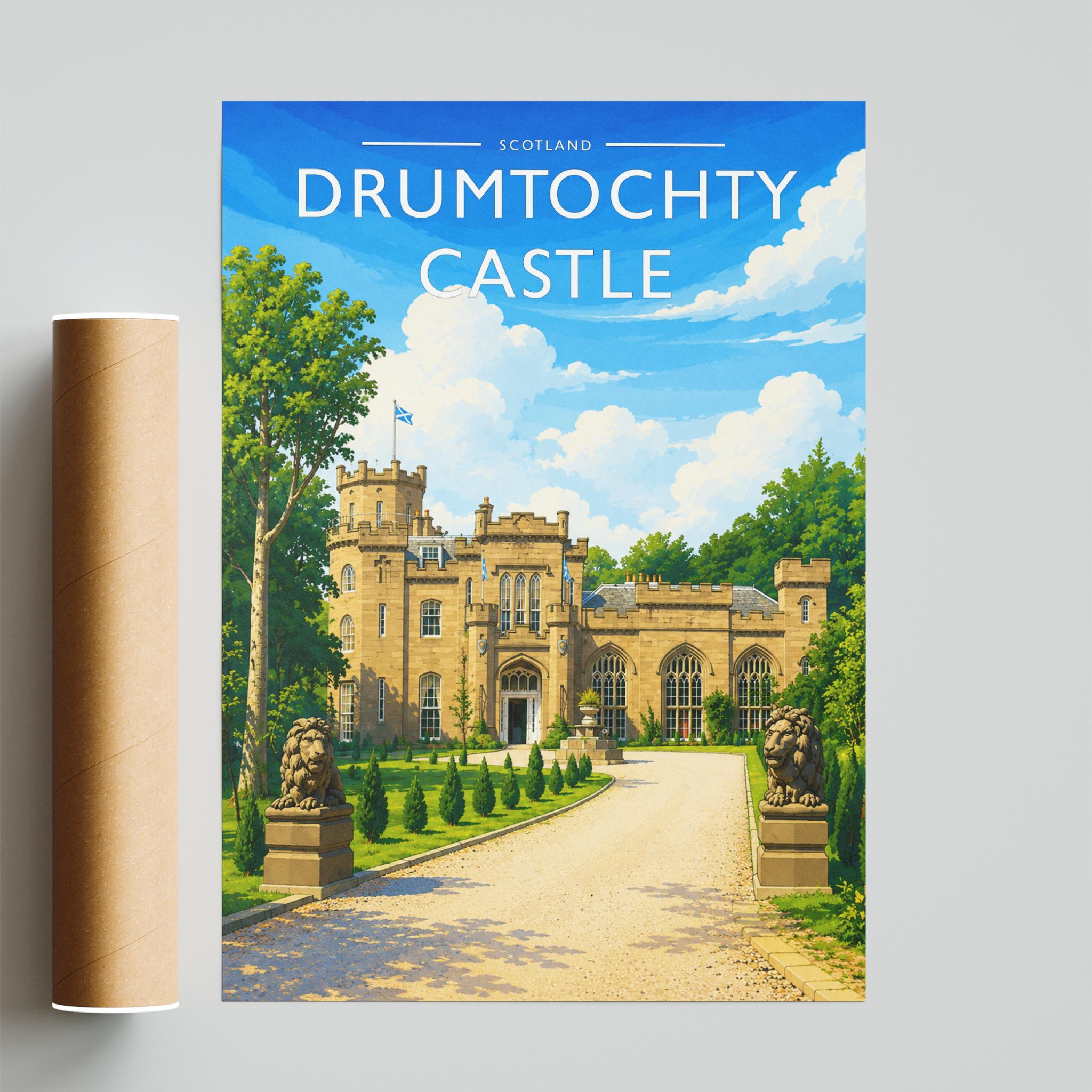 Drumtochty Castle Travel Poster - fine art print with shipping tube