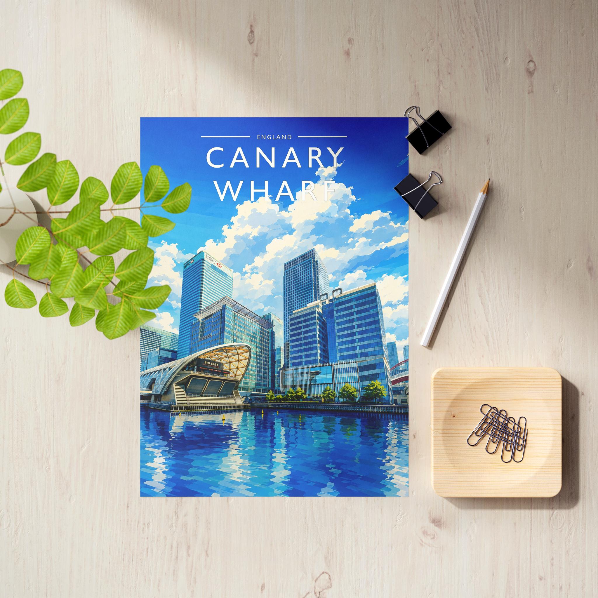 Canary Wharf Travel Poster as an unframed A4 print