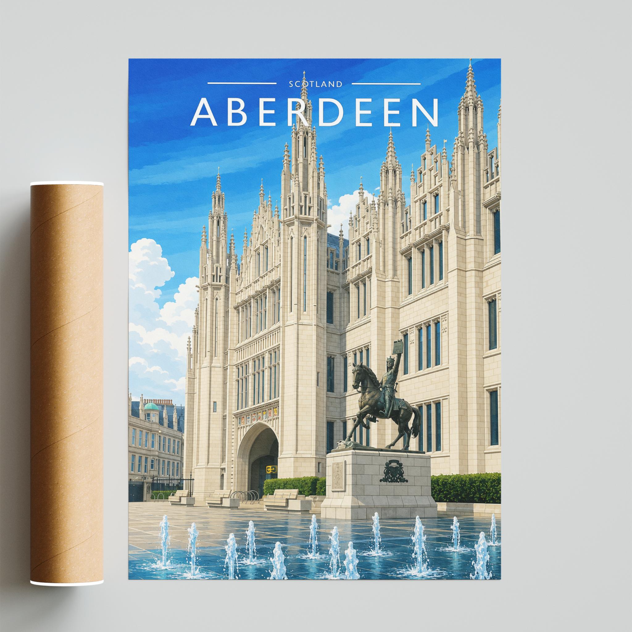 Aberdeen Travel Poster - fine art print with shipping tube