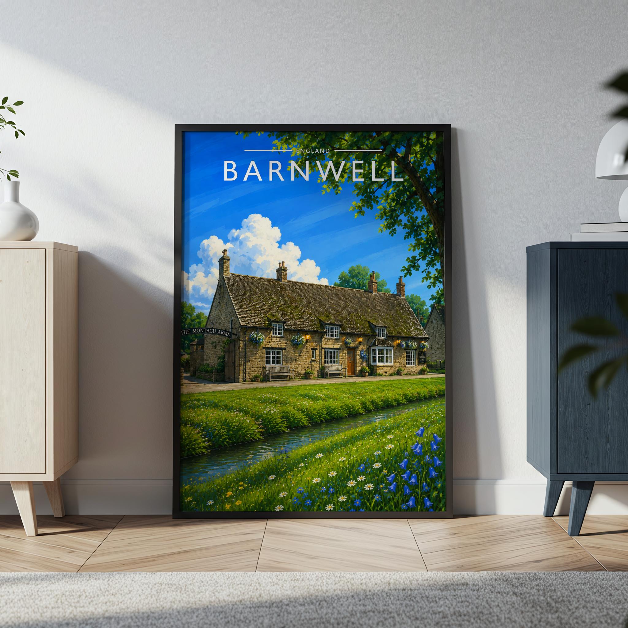 Barnwell Travel Poster in a black frame