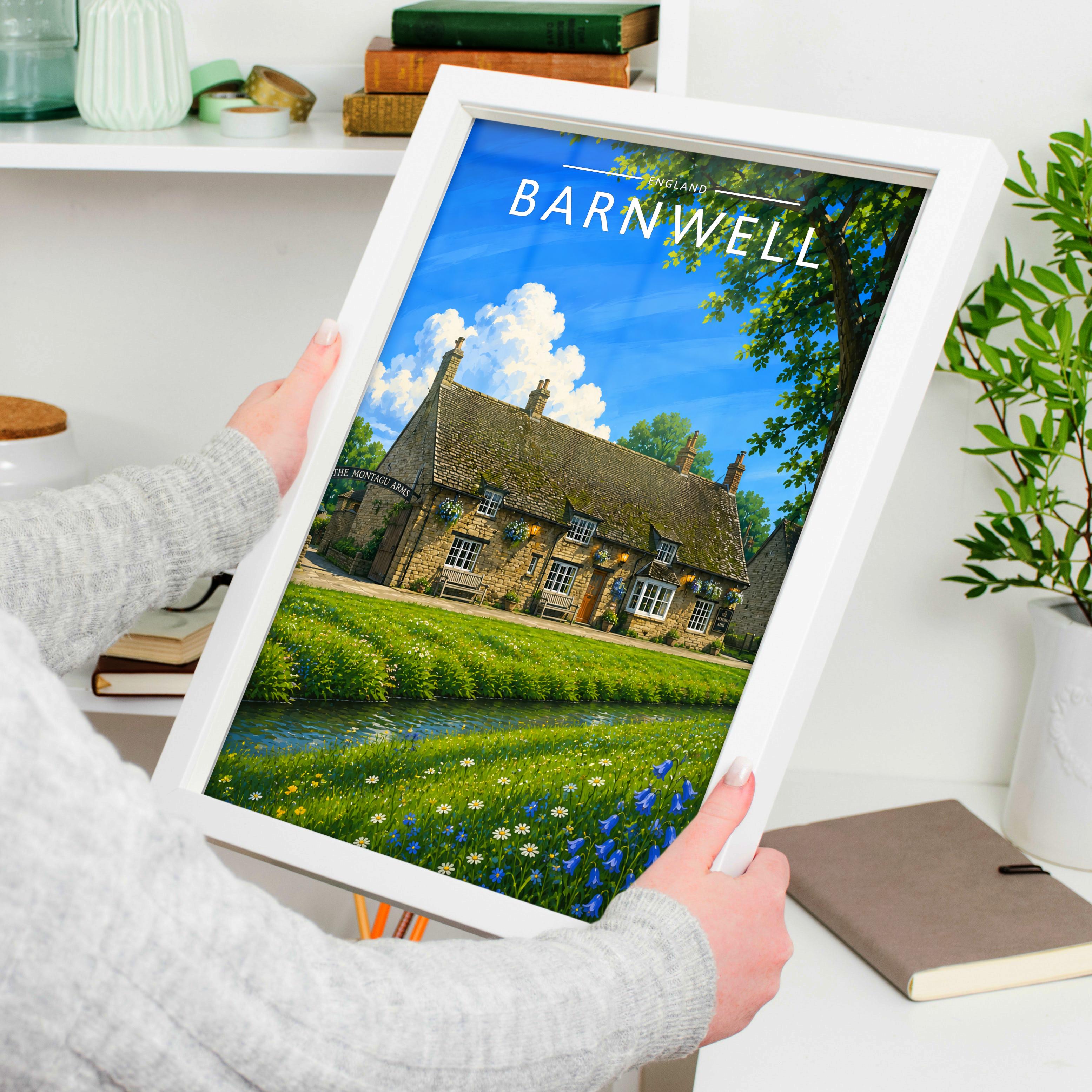 Barnwell Travel Poster held in a white frame