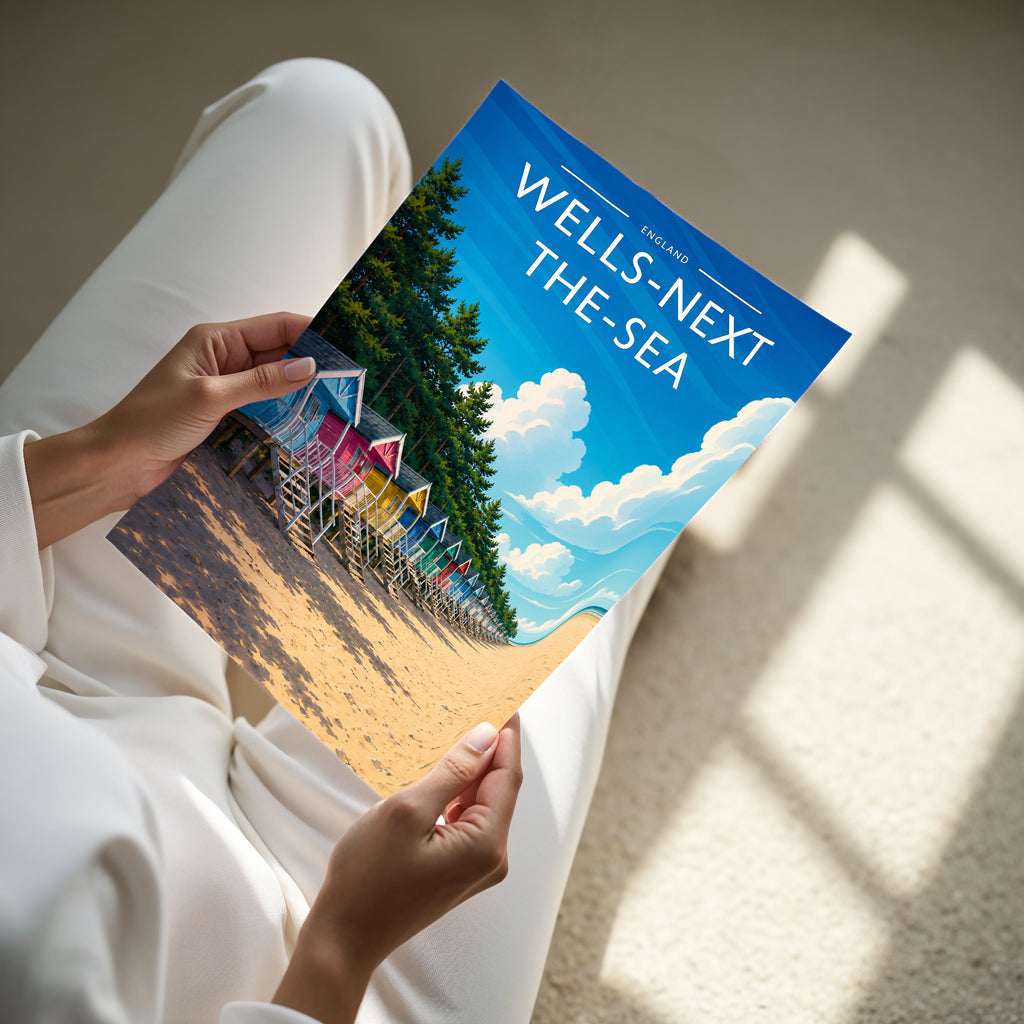 Wells-next-the-Sea #4 Travel Poster - A4 print held in hand