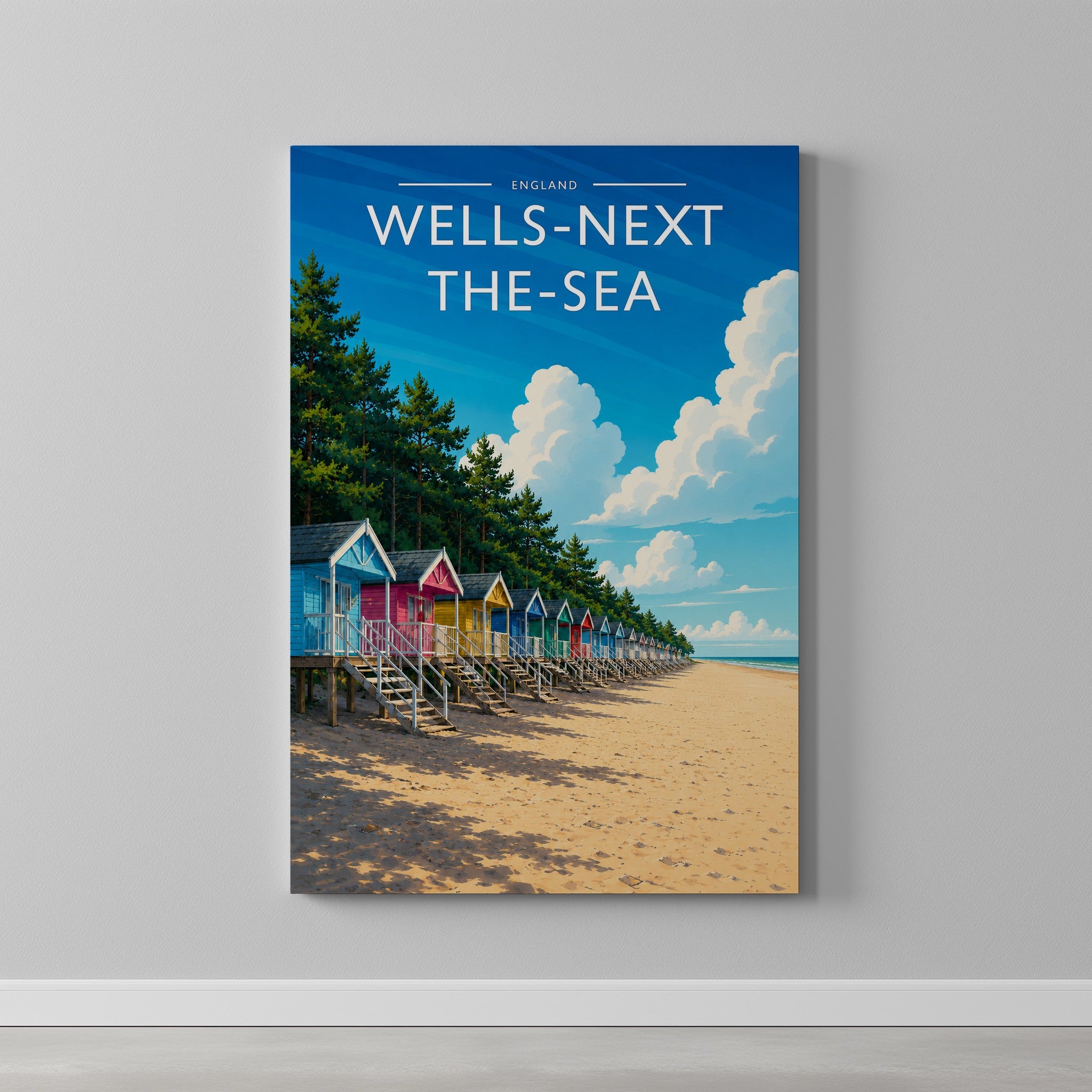 Wells-next-the-Sea #4 Travel Poster as a gallery-wrapped canvas on a plain wall