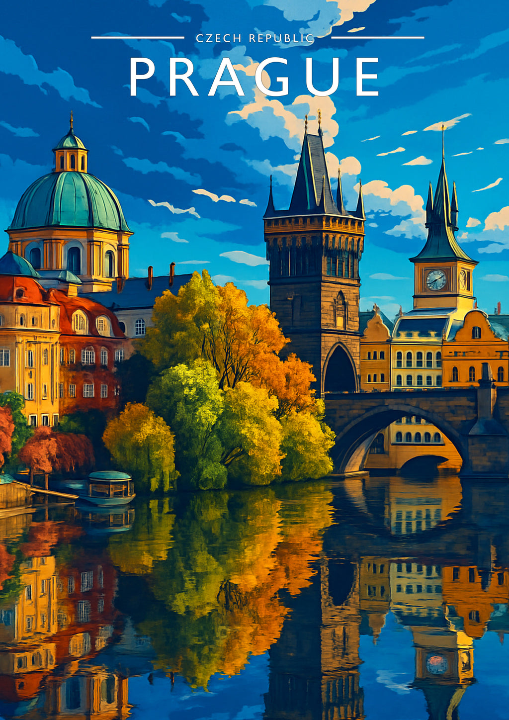 Prague Travel Poster - A4 travel poster print
