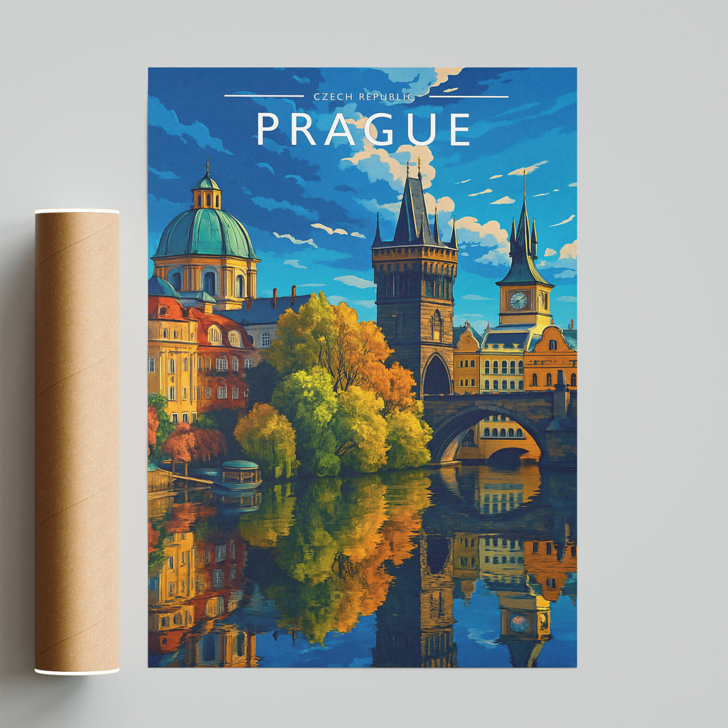 Prague Travel Poster - fine art print with shipping tube