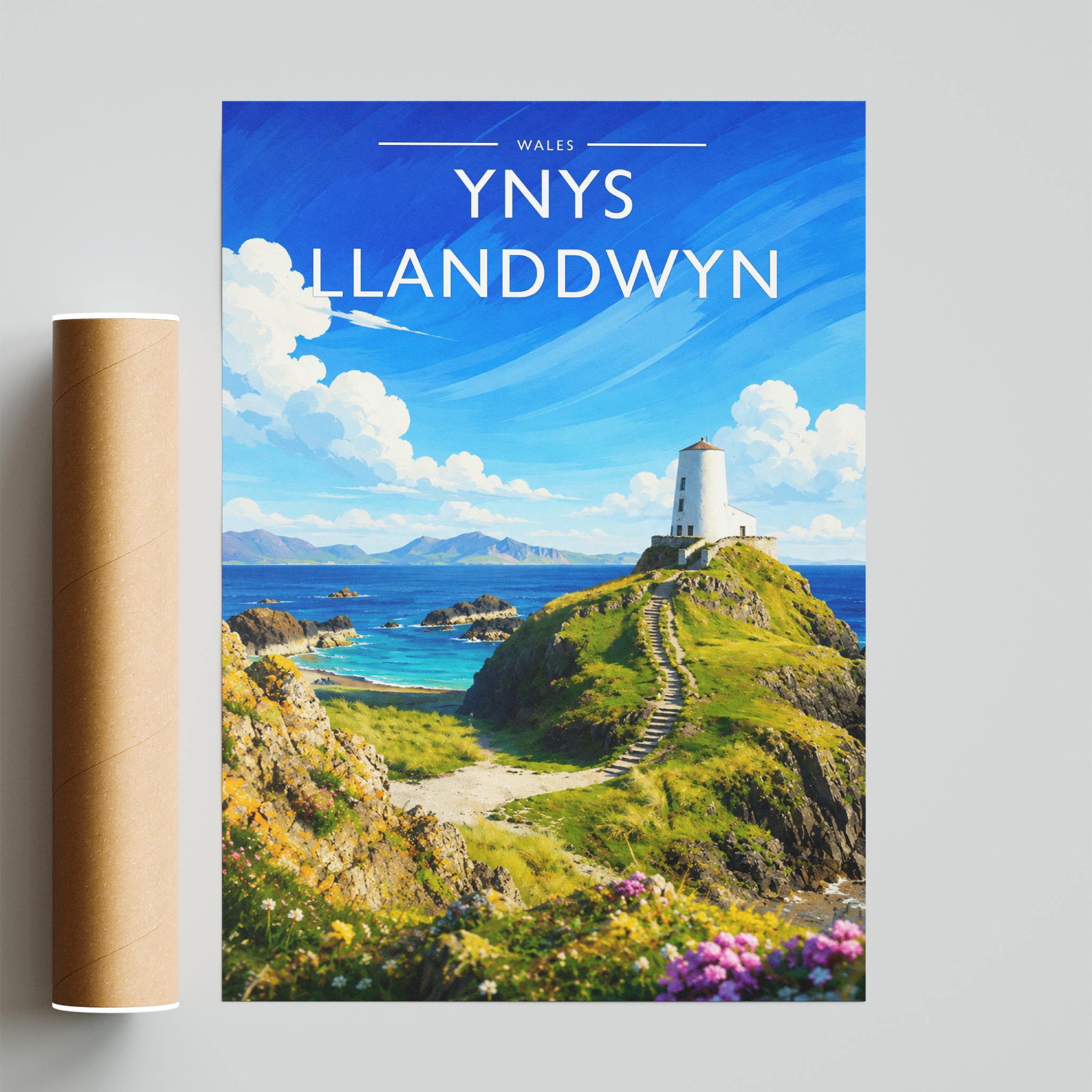 Ynys Llanddwyn Travel Poster - fine art print with shipping tube