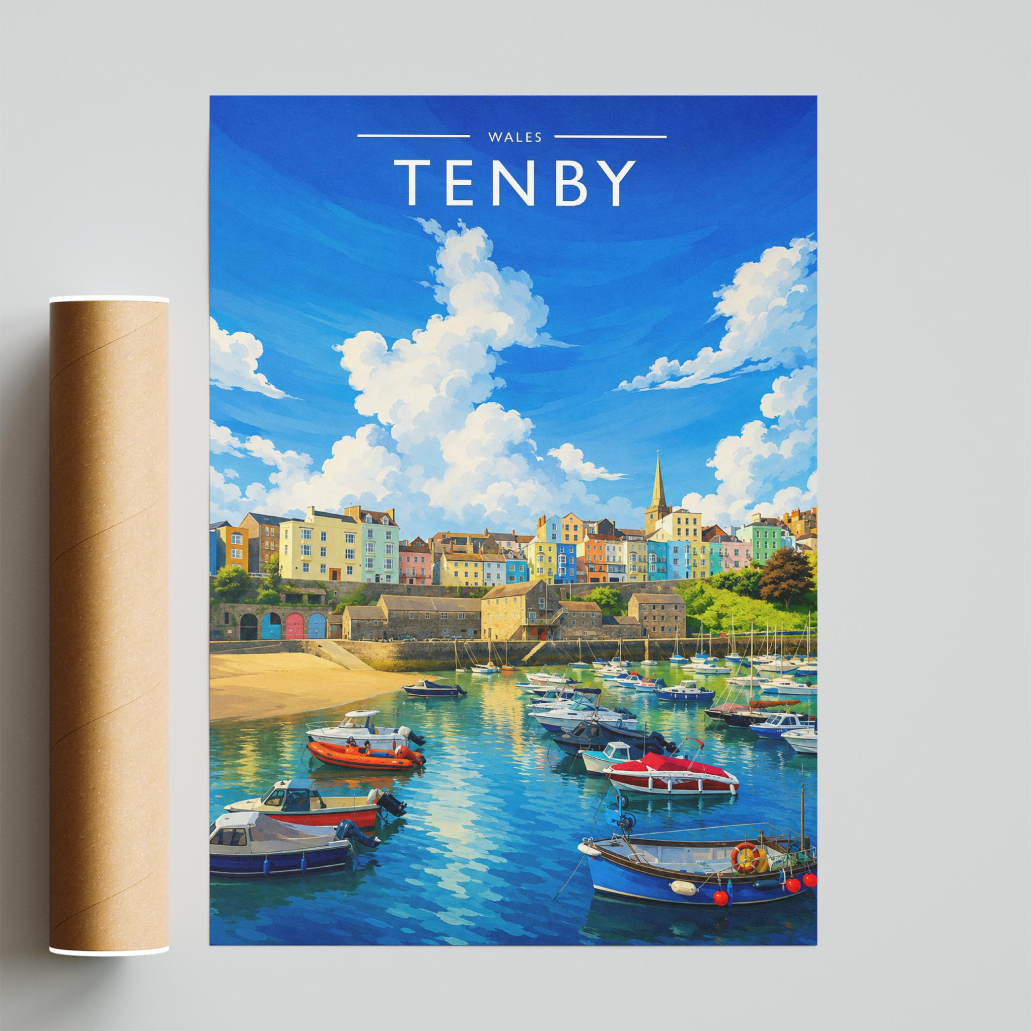 Tenby #2 Travel Poster - fine art print with shipping tube