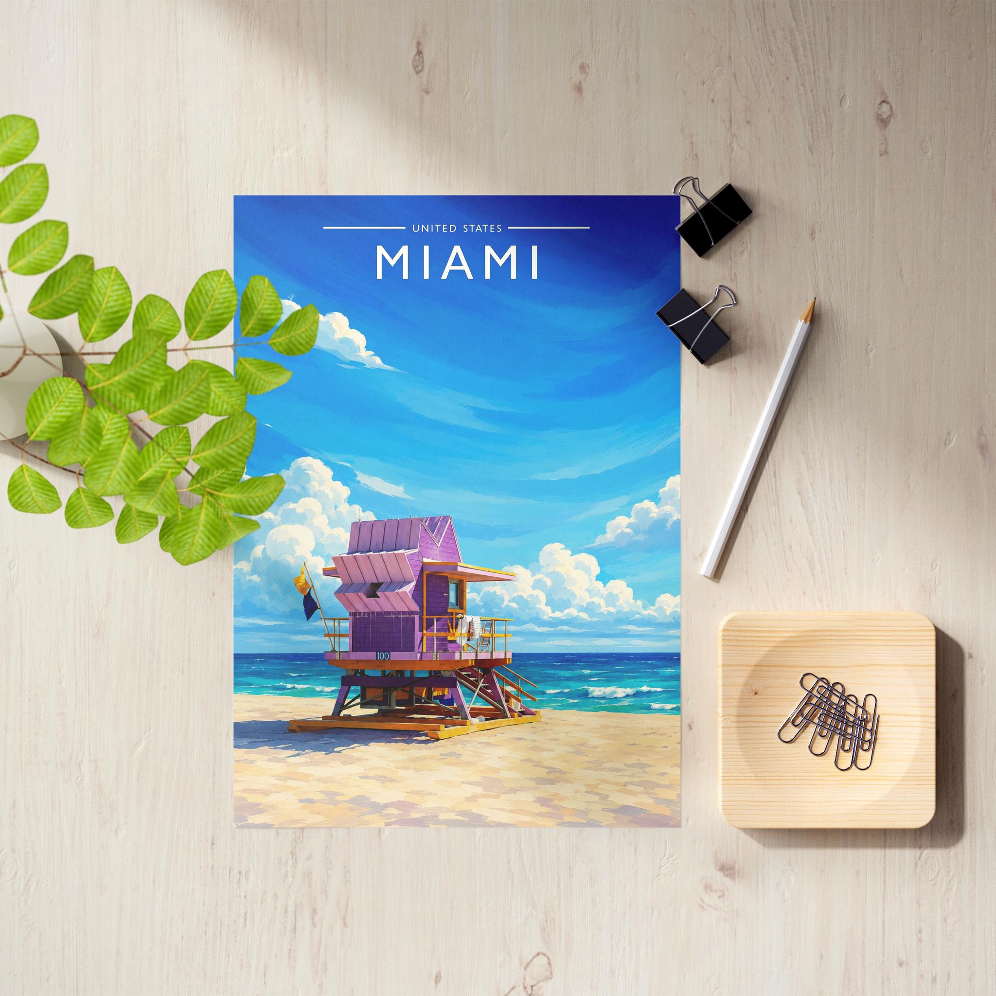 Miami #3 Travel Poster as an unframed A4 print