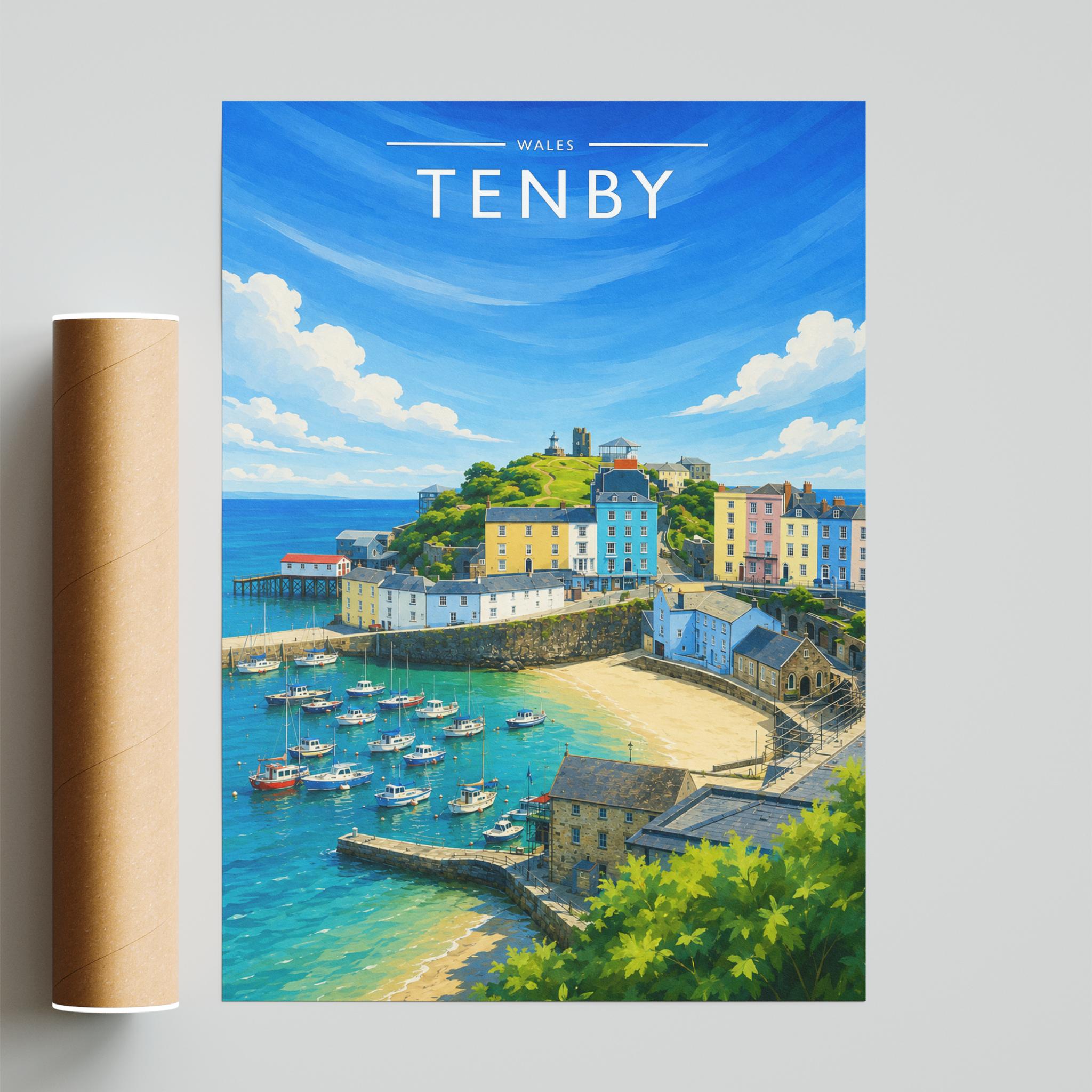 Tenby #3 Travel Poster - fine art print with shipping tube