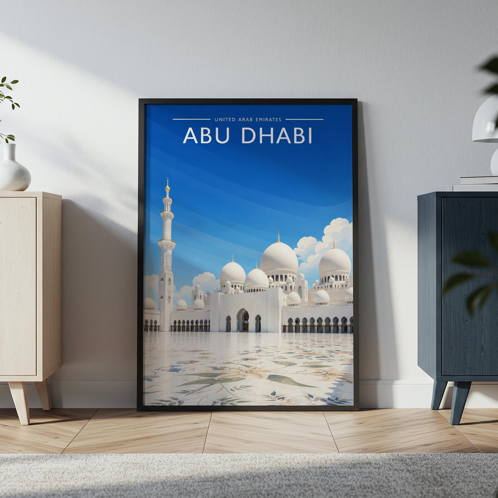 Abu Dhabi #5 Travel Poster in a black frame