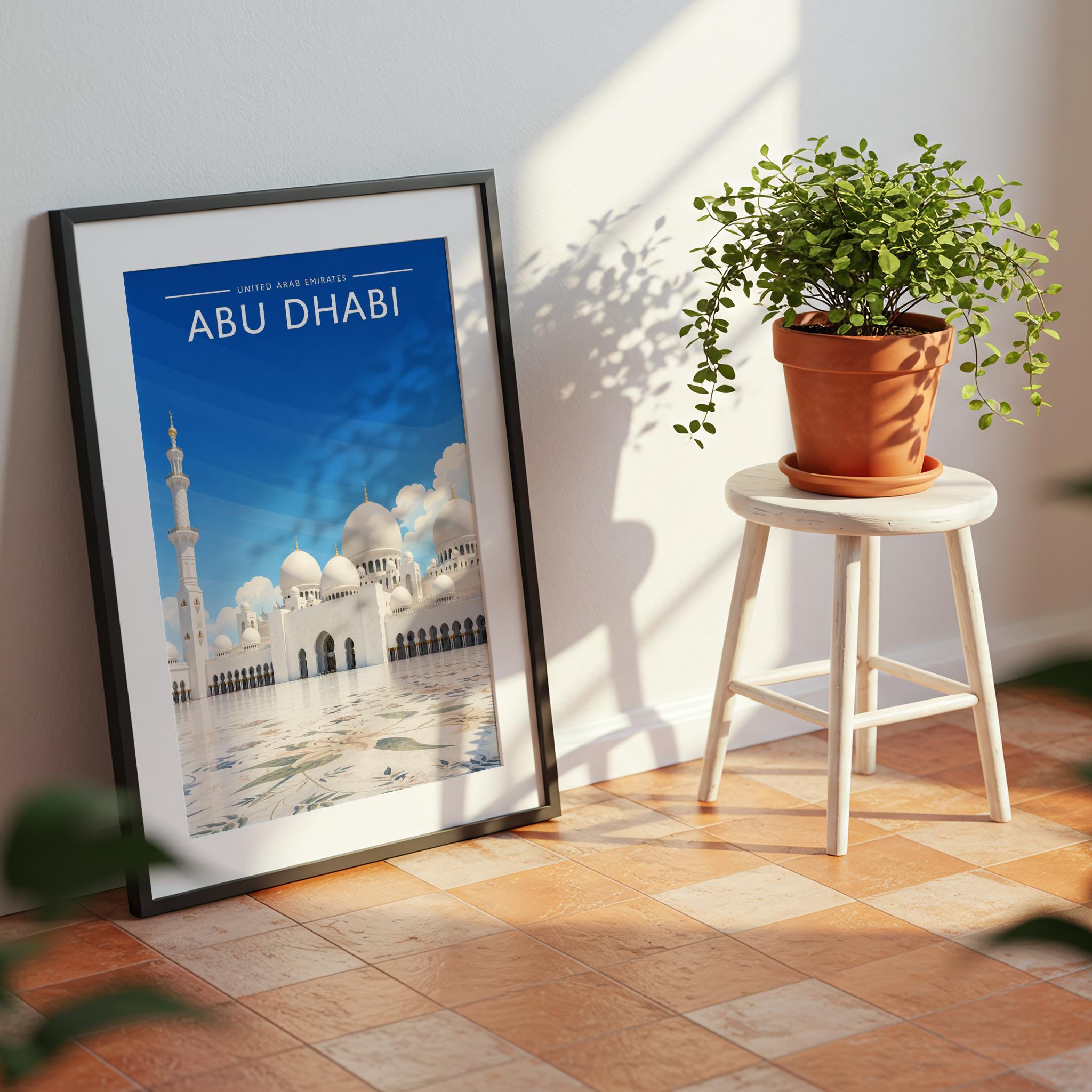 Abu Dhabi #5 Travel Poster mounted in a black frame