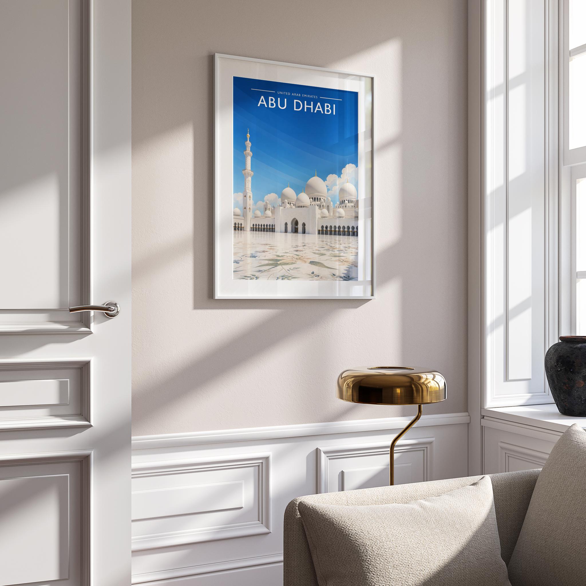 Abu Dhabi #5 Travel Poster mounted in a white frame