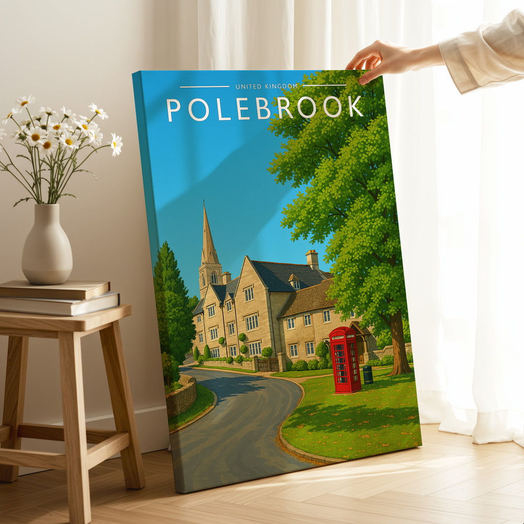 Polebrook Travel Poster as a gallery-wrapped canvas