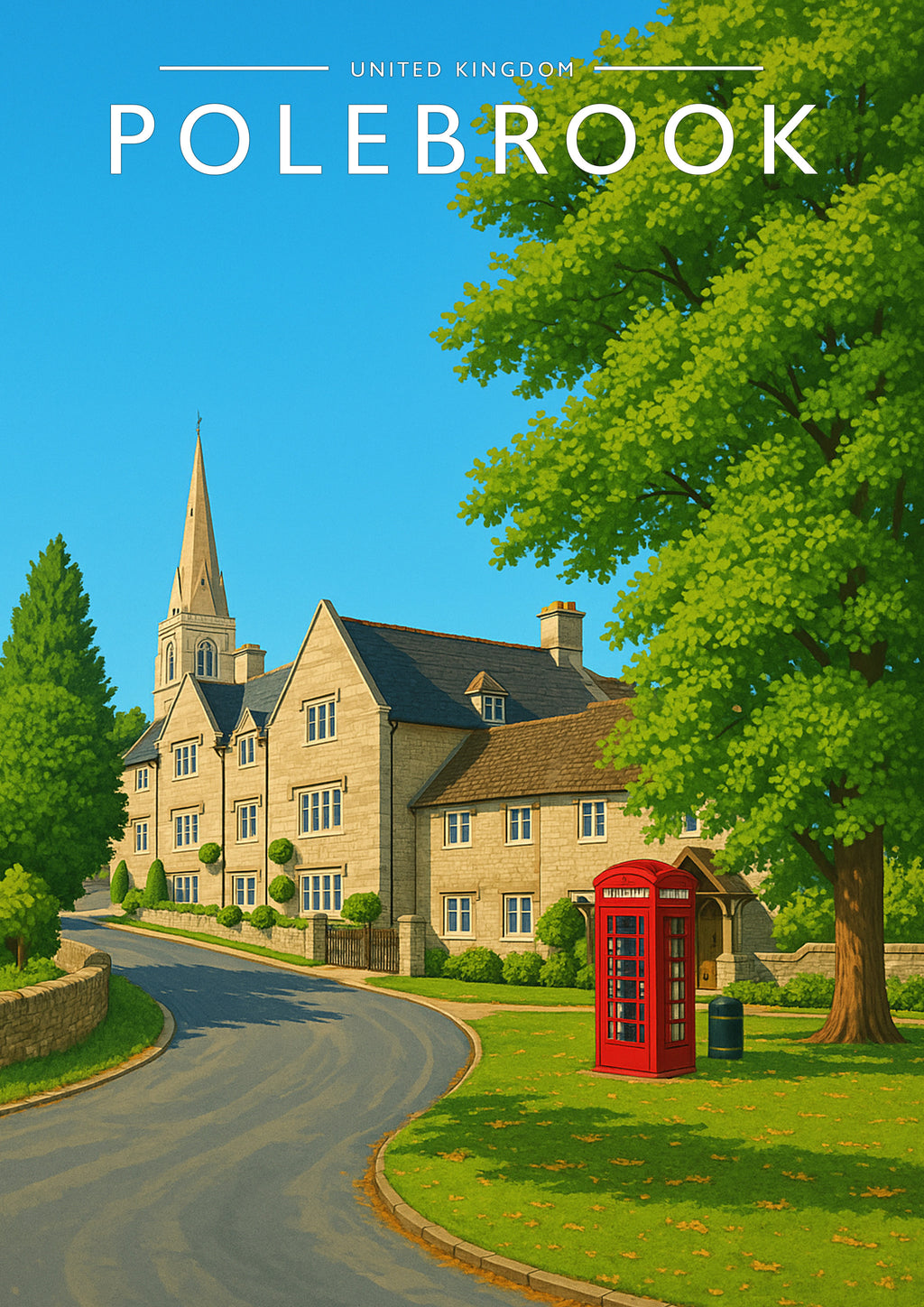 Polebrook Travel Poster - A4 travel poster print