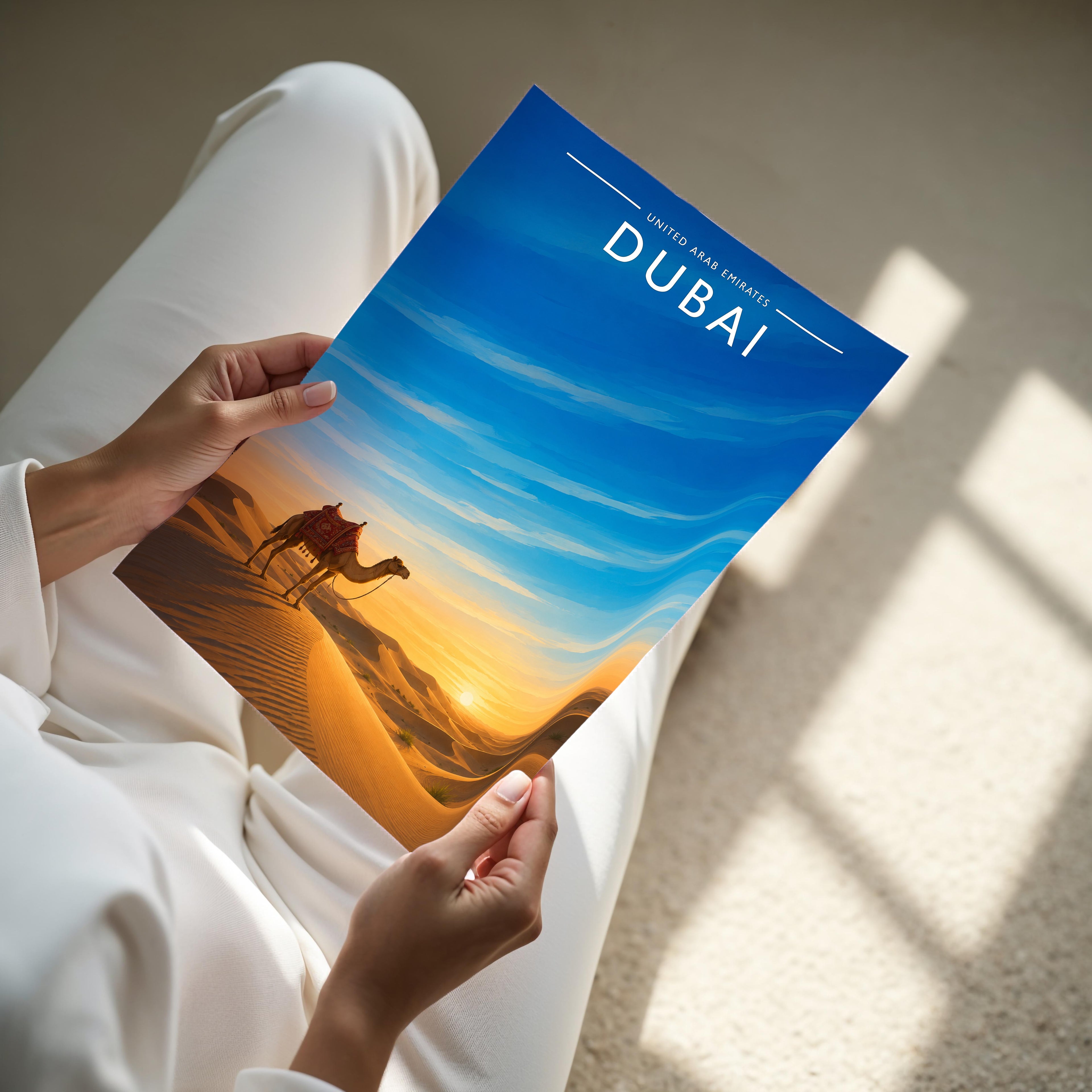 Dubai #6 Travel Poster - A4 print held in hand