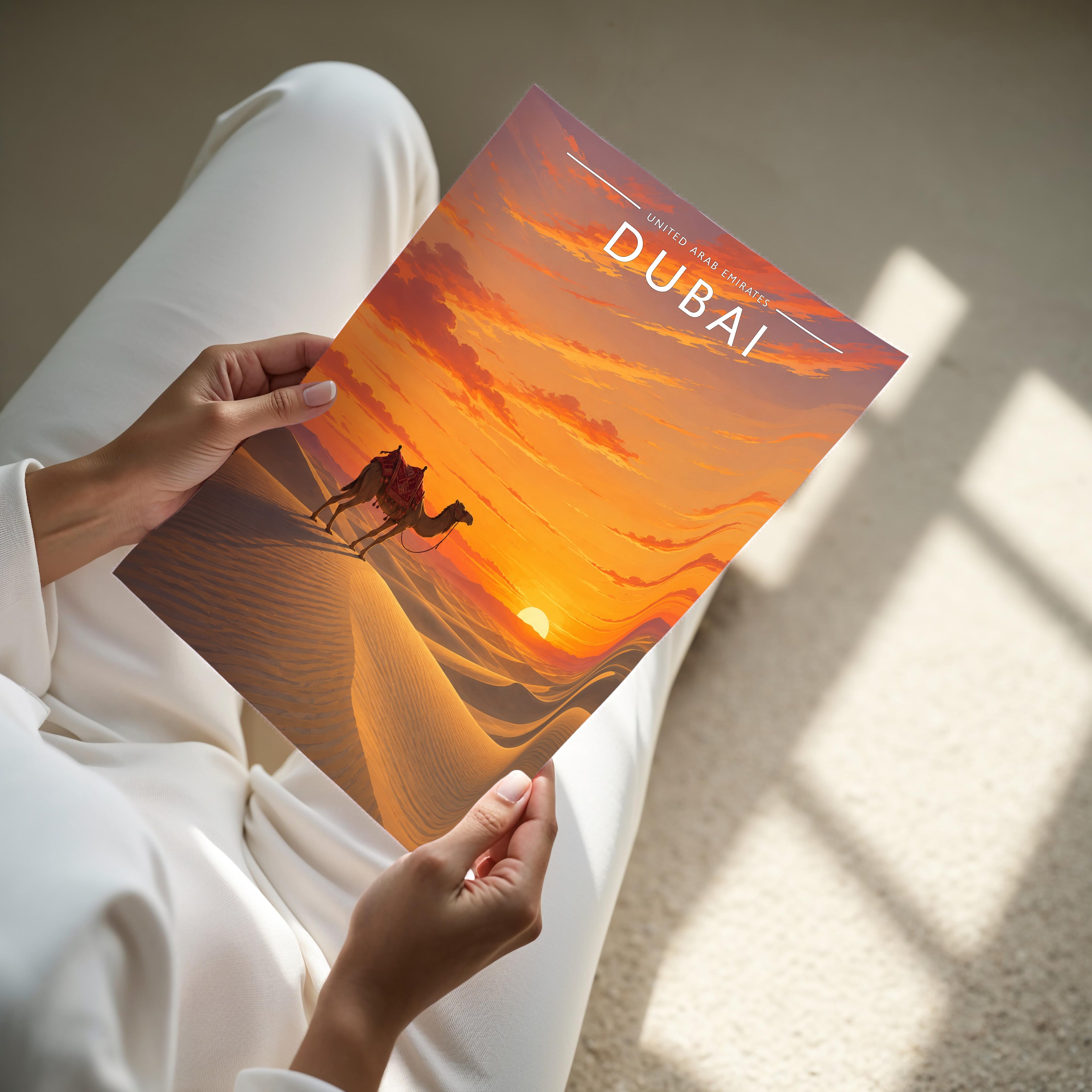 Dubai #7 Travel Poster - A4 print held in hand