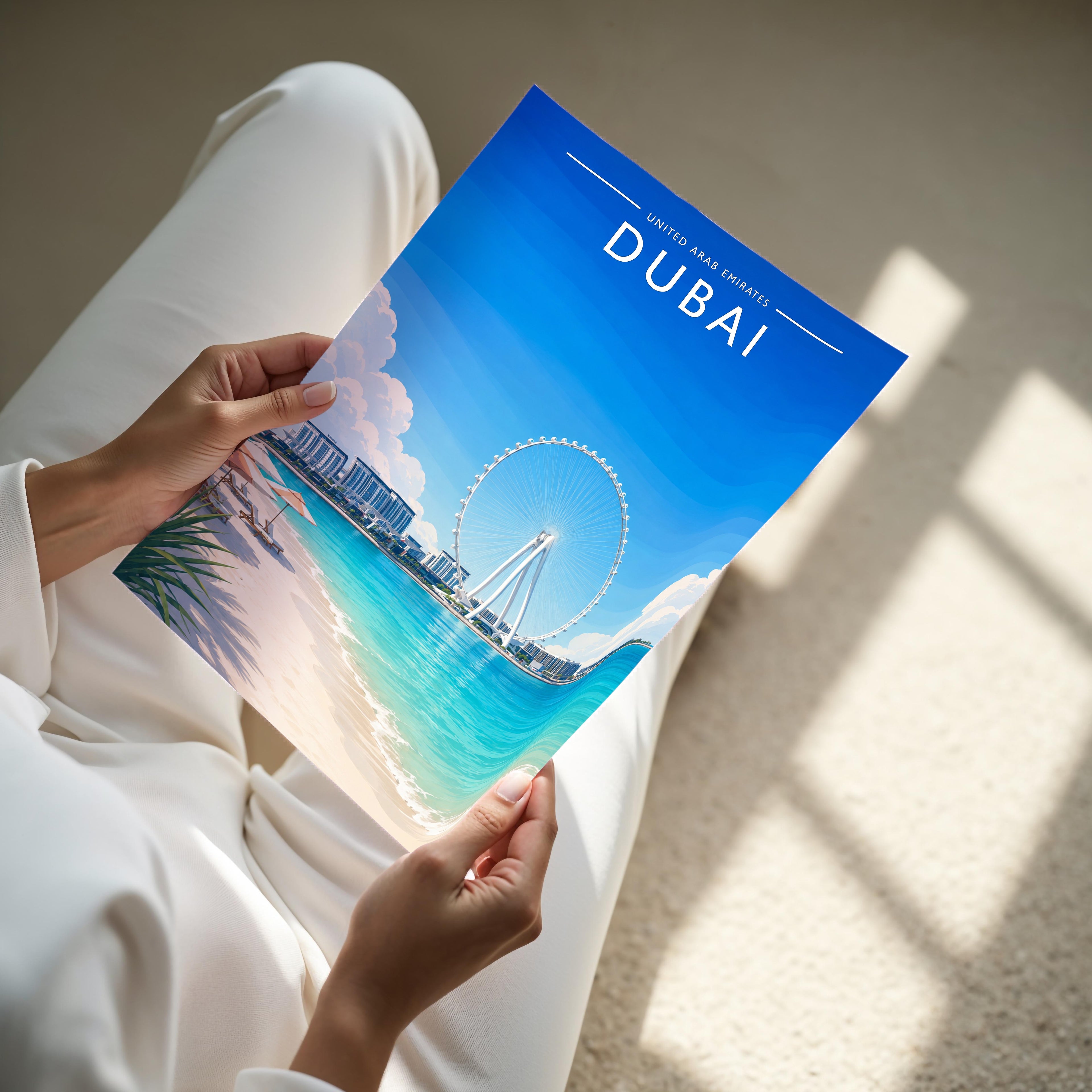 Dubai #8 Travel Poster - A4 print held in hand