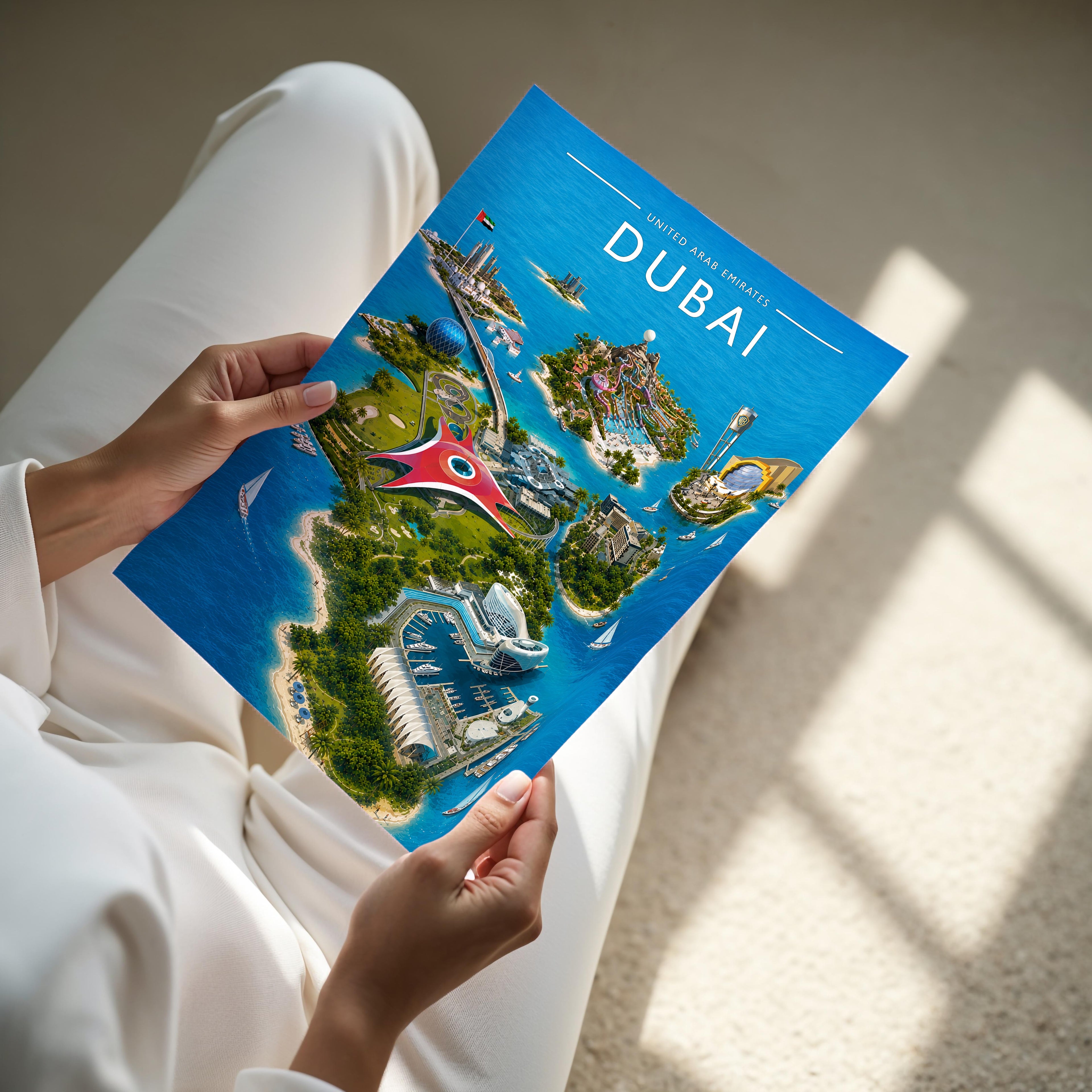 Dubai #10 Travel Poster - A4 print held in hand