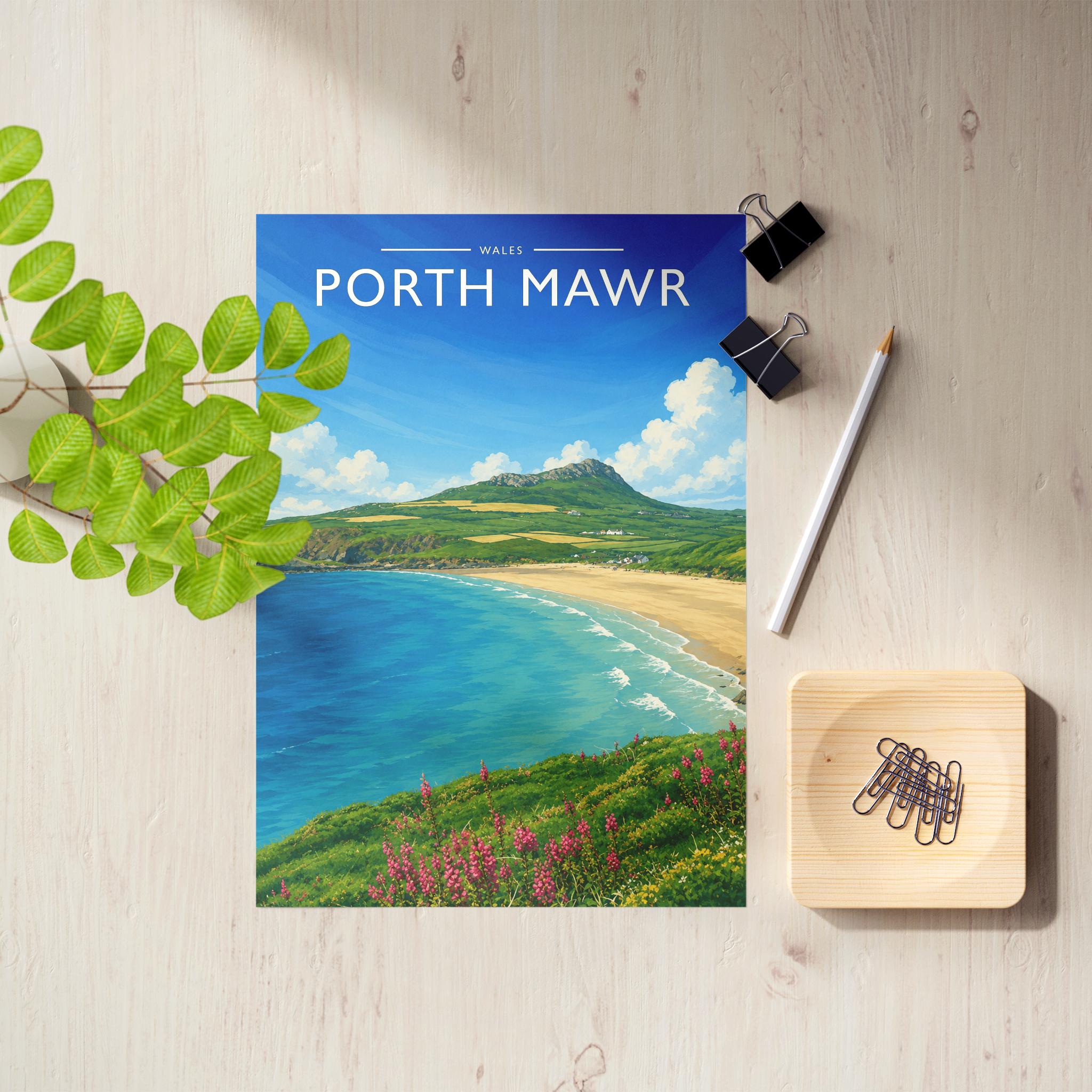 Porth Mawr Travel Poster as an unframed A4 print