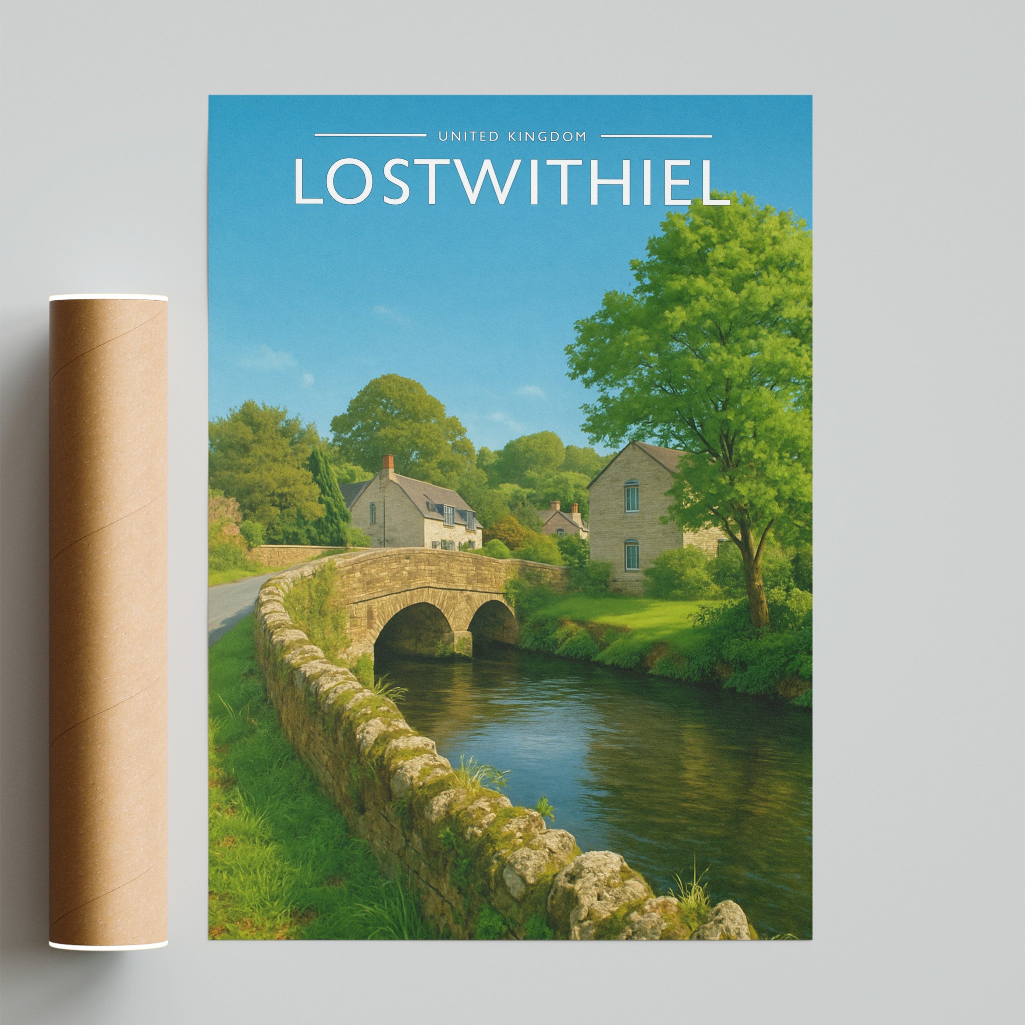 Lostwithiel Travel Poster - fine art print with shipping tube