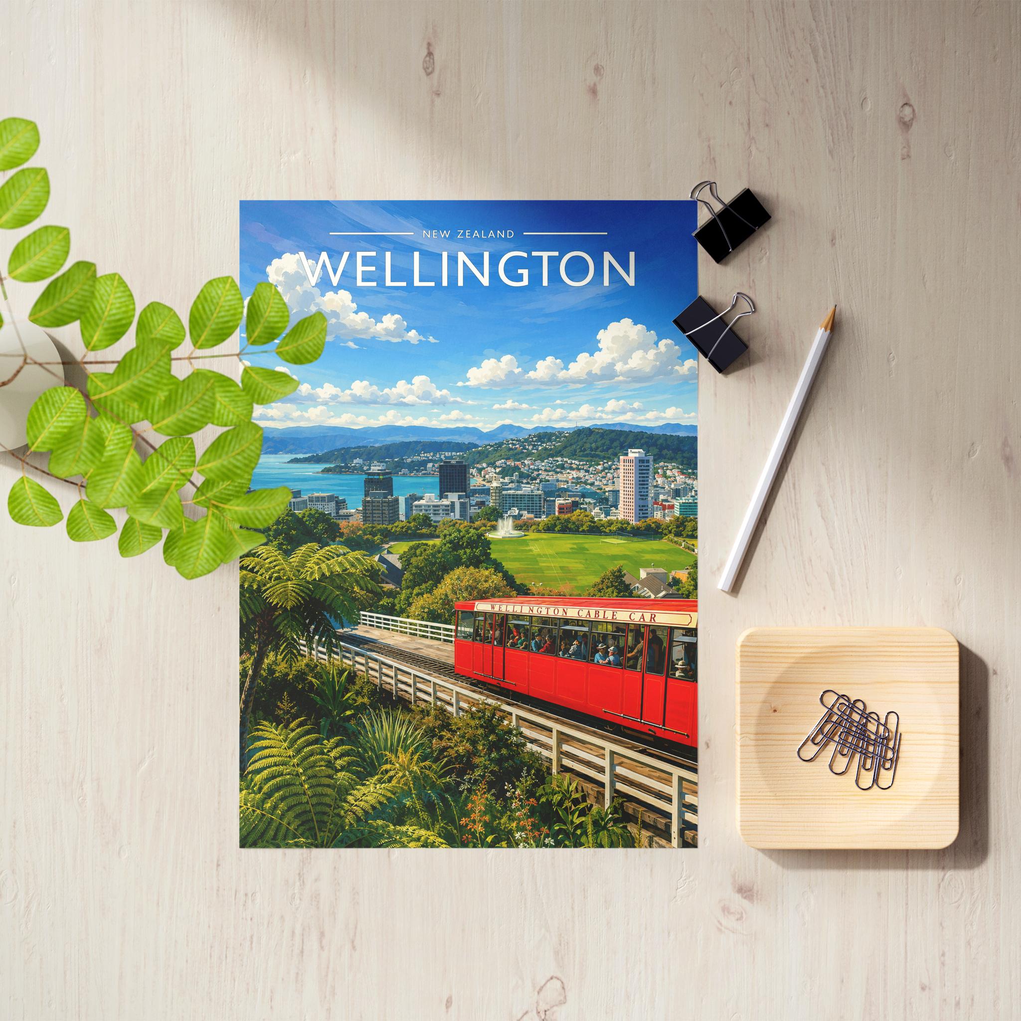 Wellington Travel Poster as an unframed A4 print