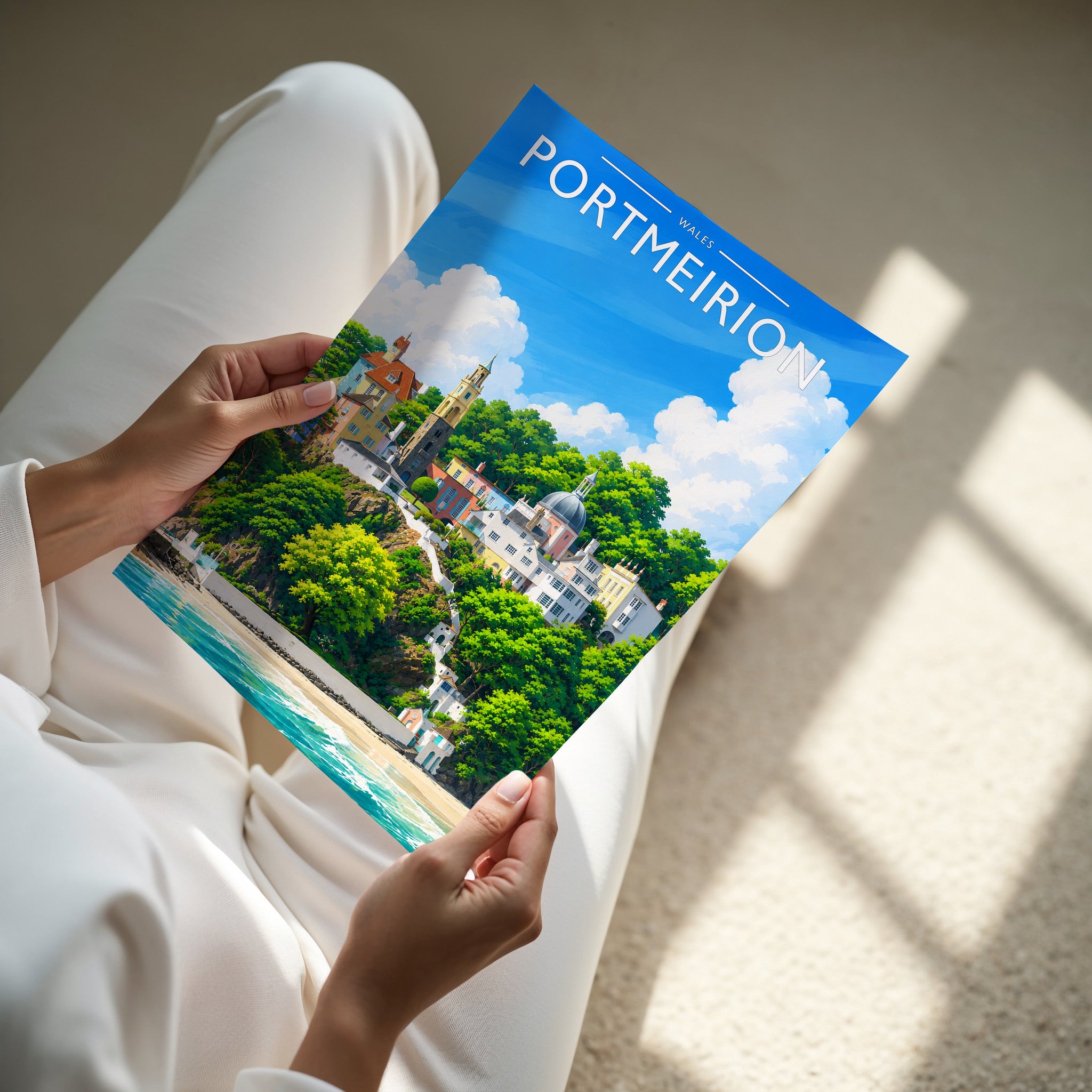 Portmeirion Travel Poster - A4 print in hand