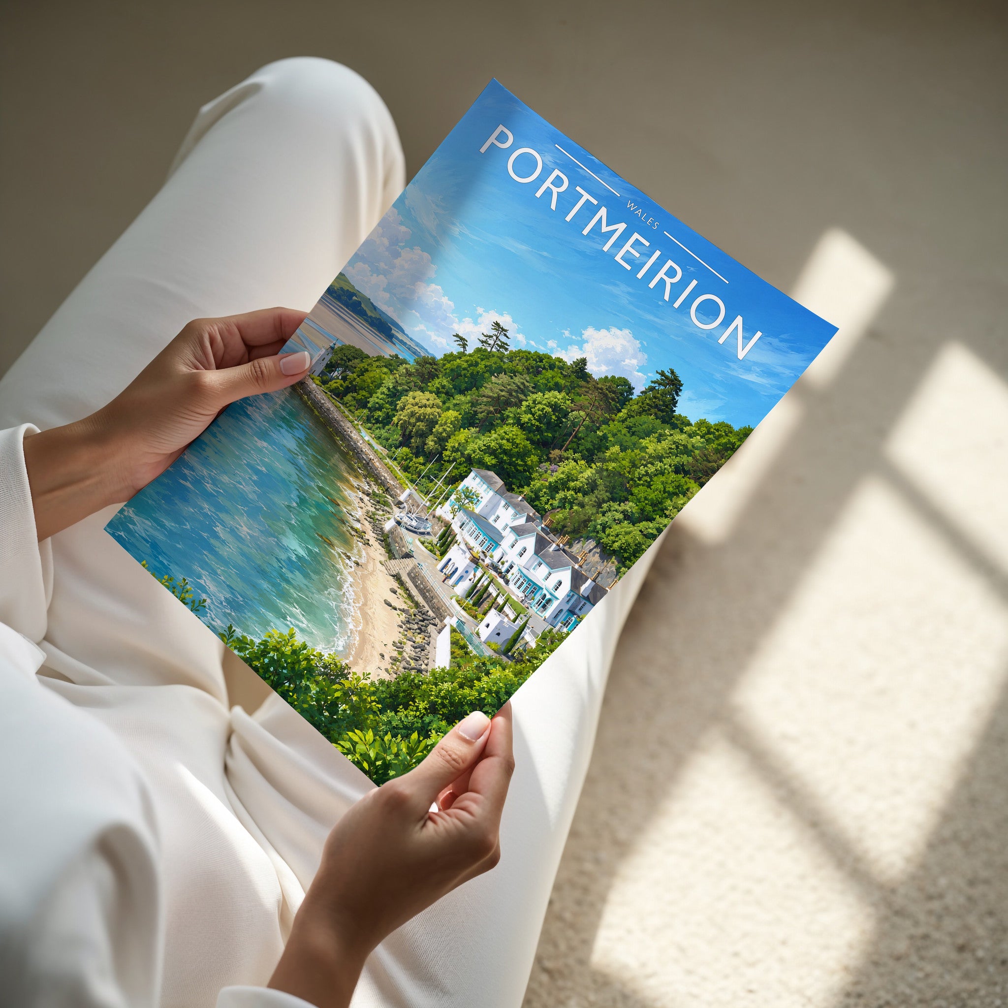 Portmeirion #2 Travel Poster - A4 print in hand