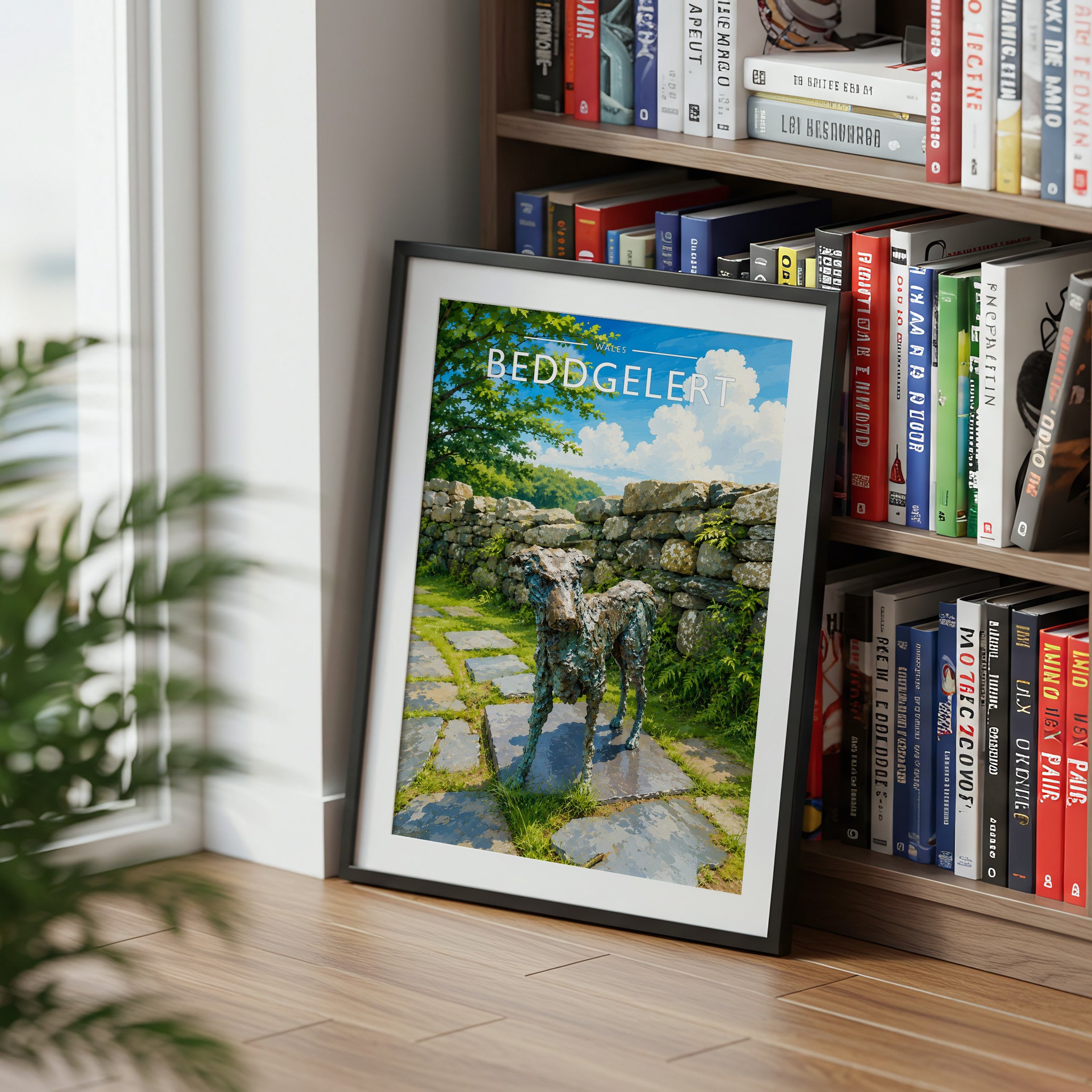 Beddgelert Travel Poster mounted in a black frame