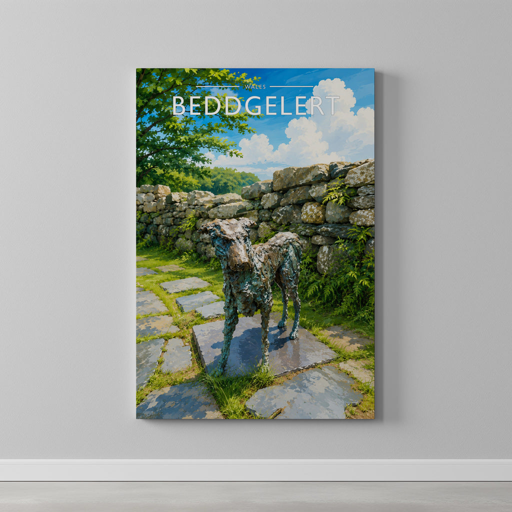 Beddgelert Travel Poster as a gallery-wrapped canvas on a plain wall