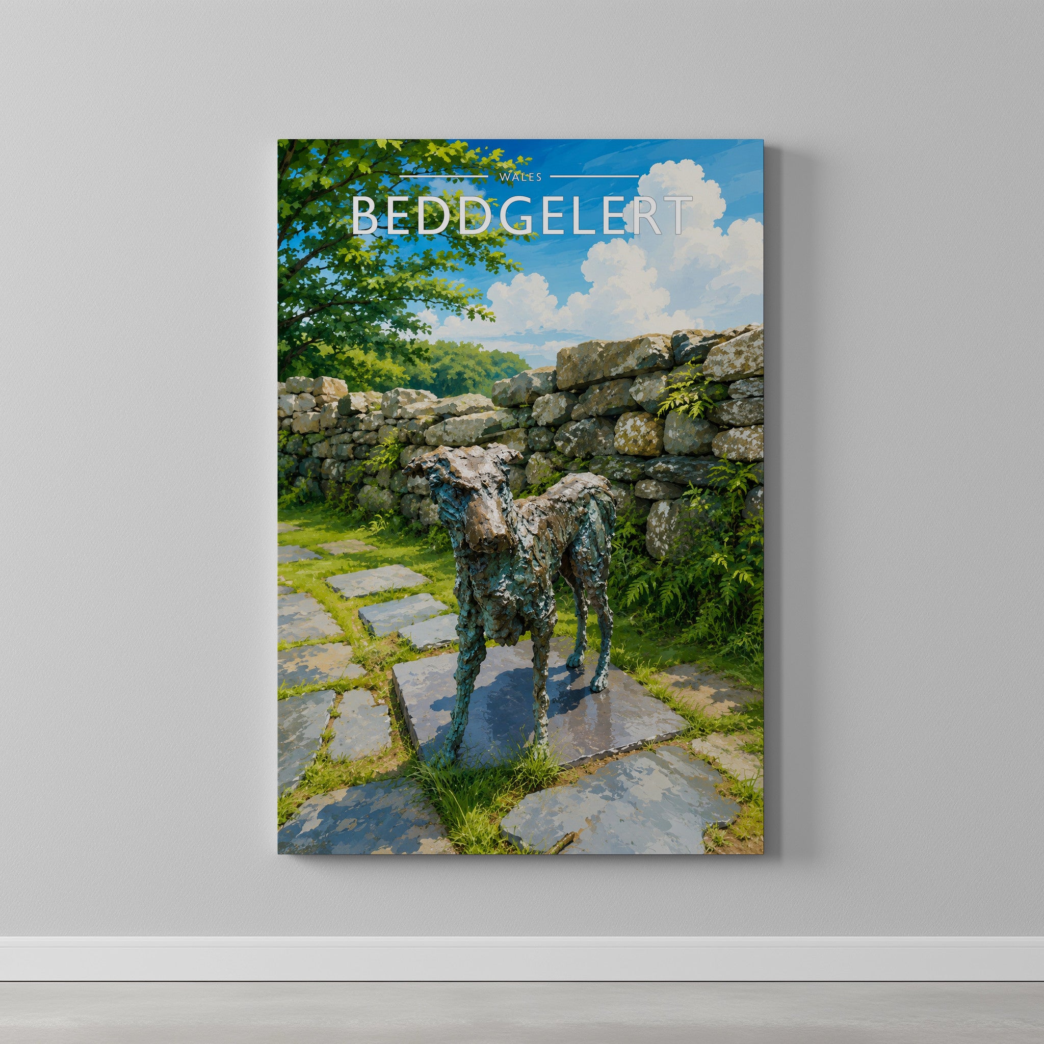 Beddgelert Travel Poster as a gallery-wrapped canvas on a plain wall