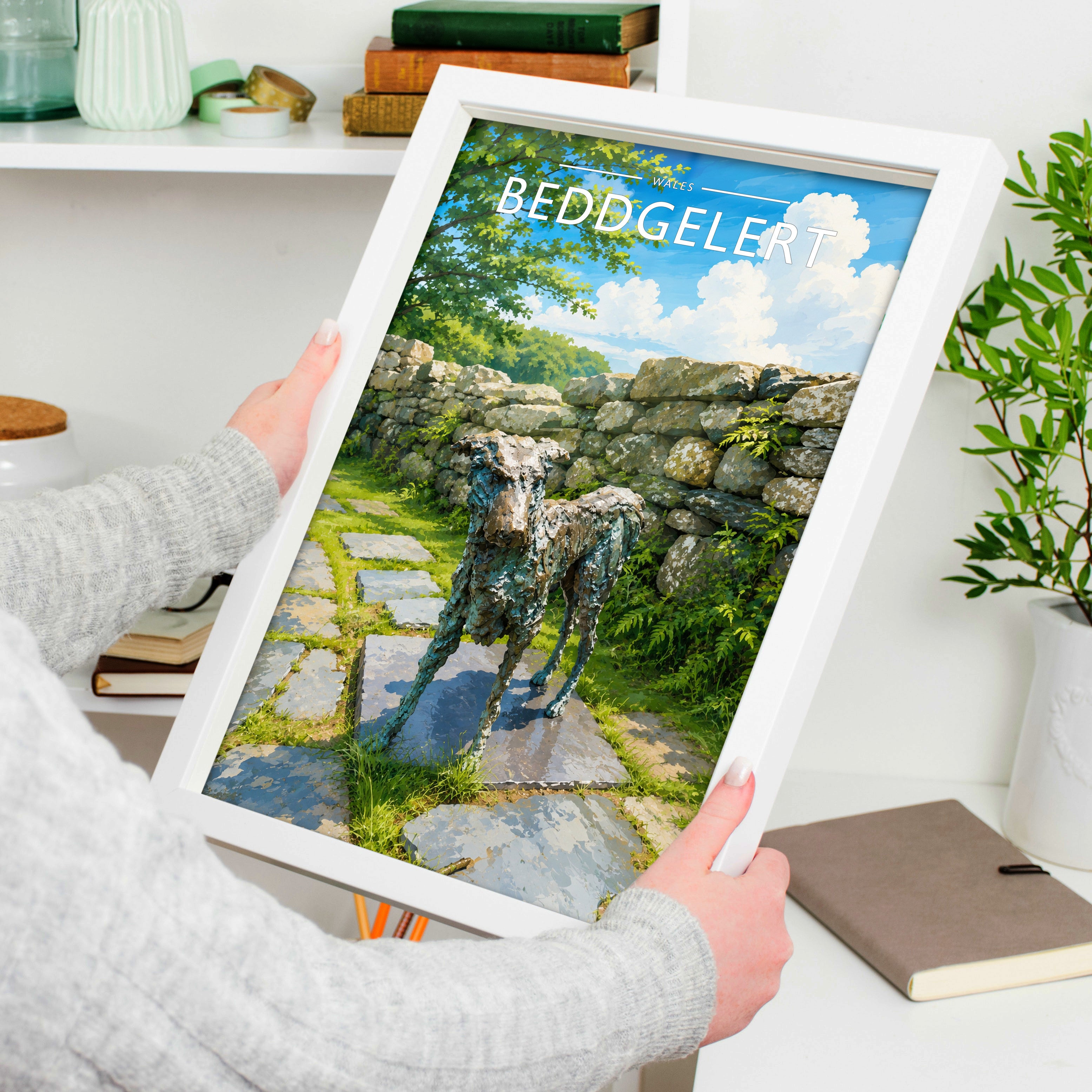 Beddgelert Travel Poster held in a white frame