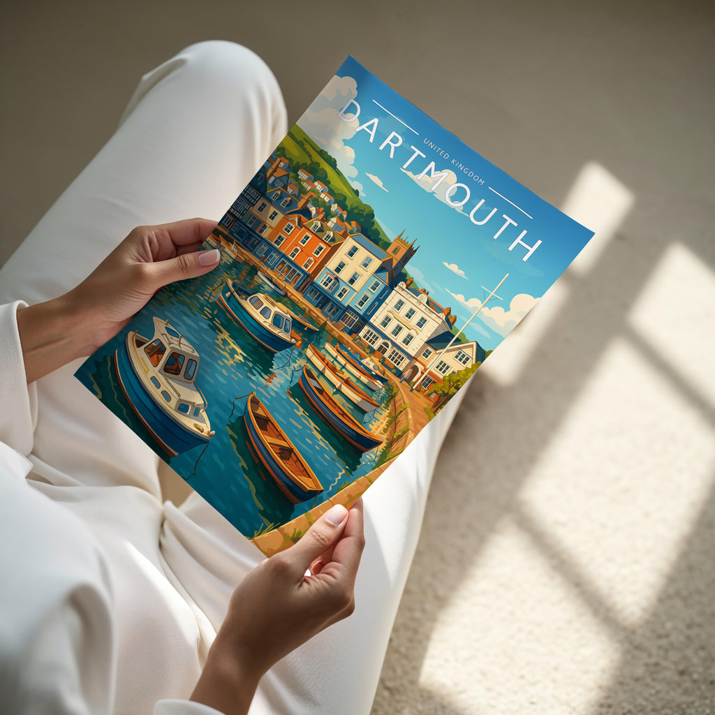 Dartmouth Travel Poster - A4 print held in hand