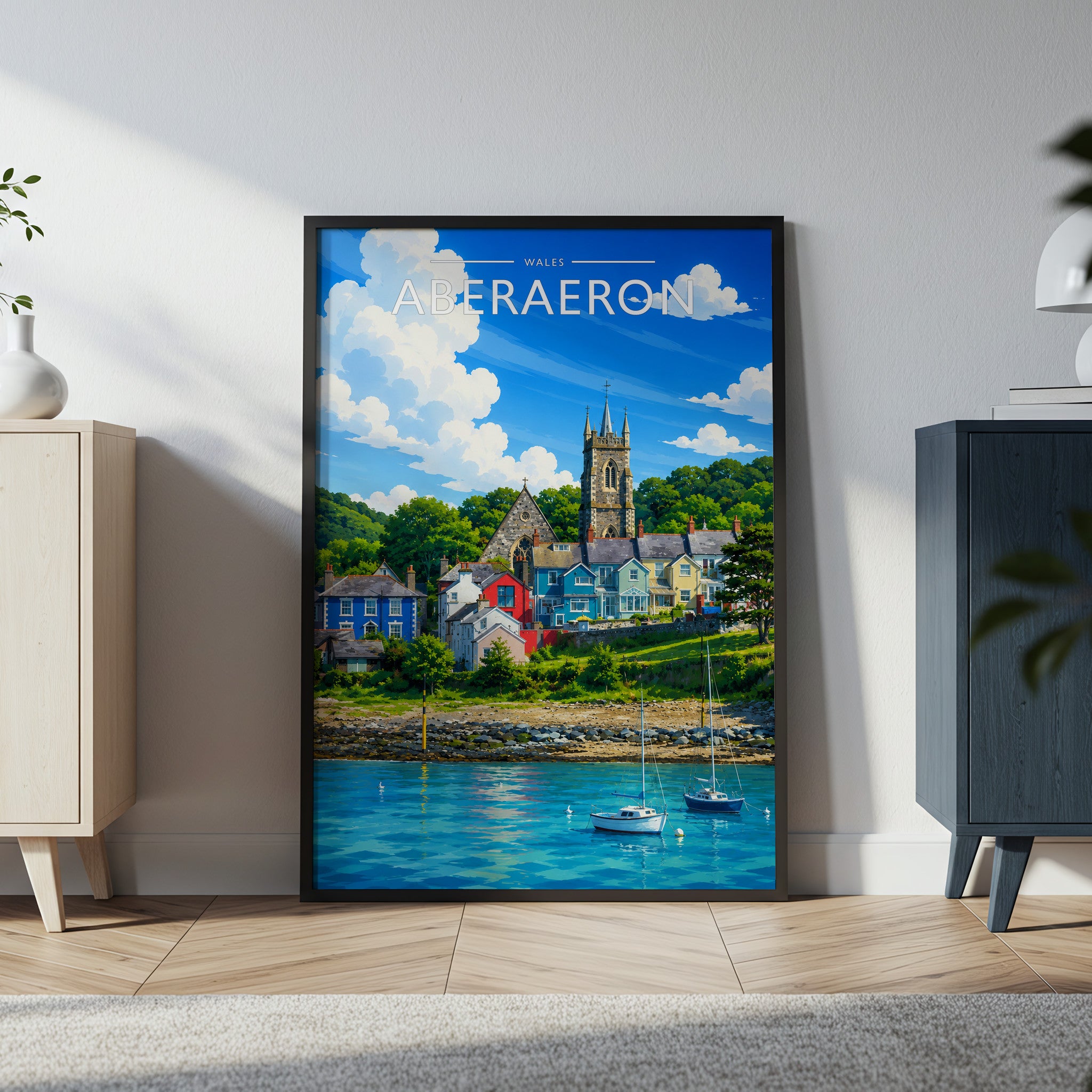Aberaeron #2 Travel Poster in a black frame