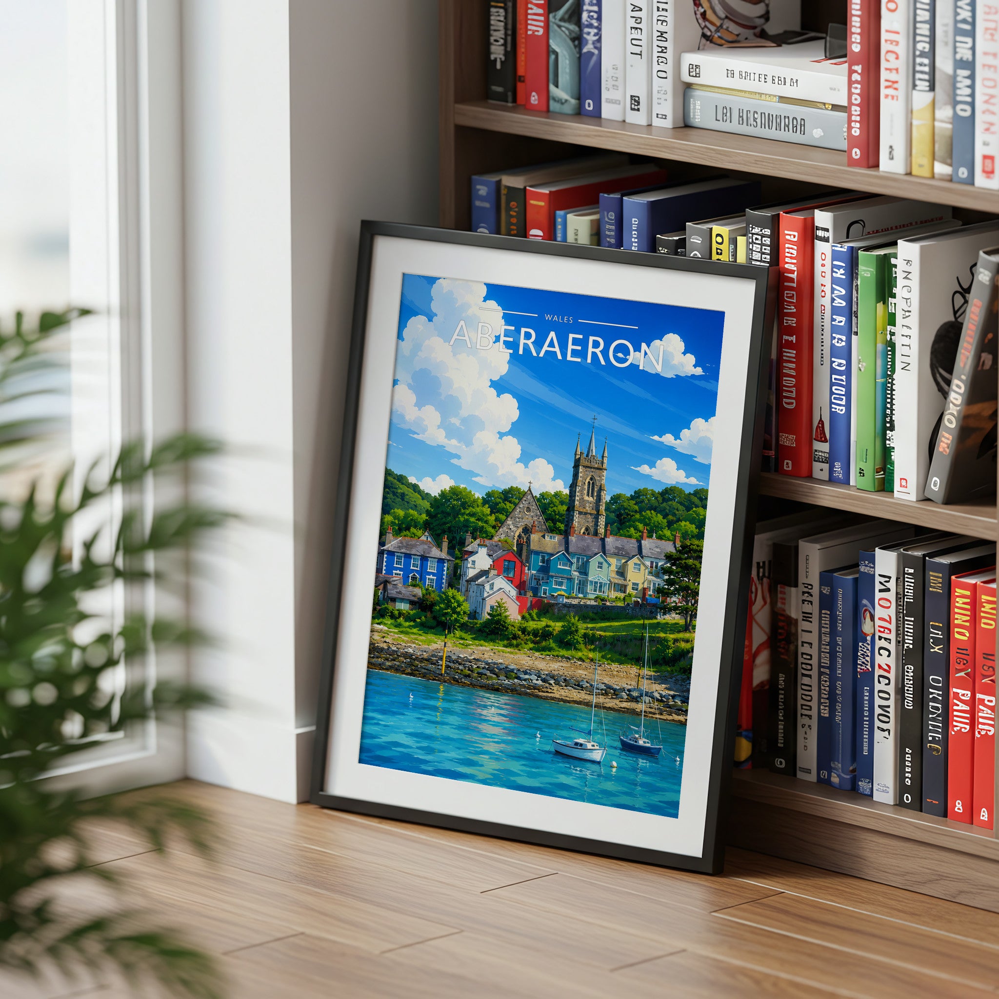 Aberaeron #2 Travel Poster mounted in a black frame