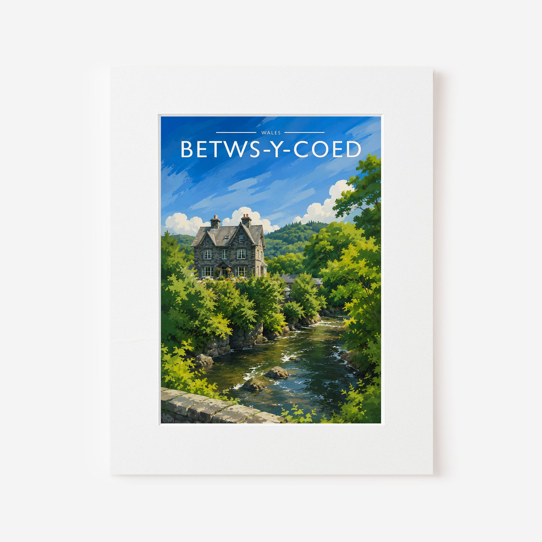 Betws-y-Coed #2 Travel Poster in a white mount board
