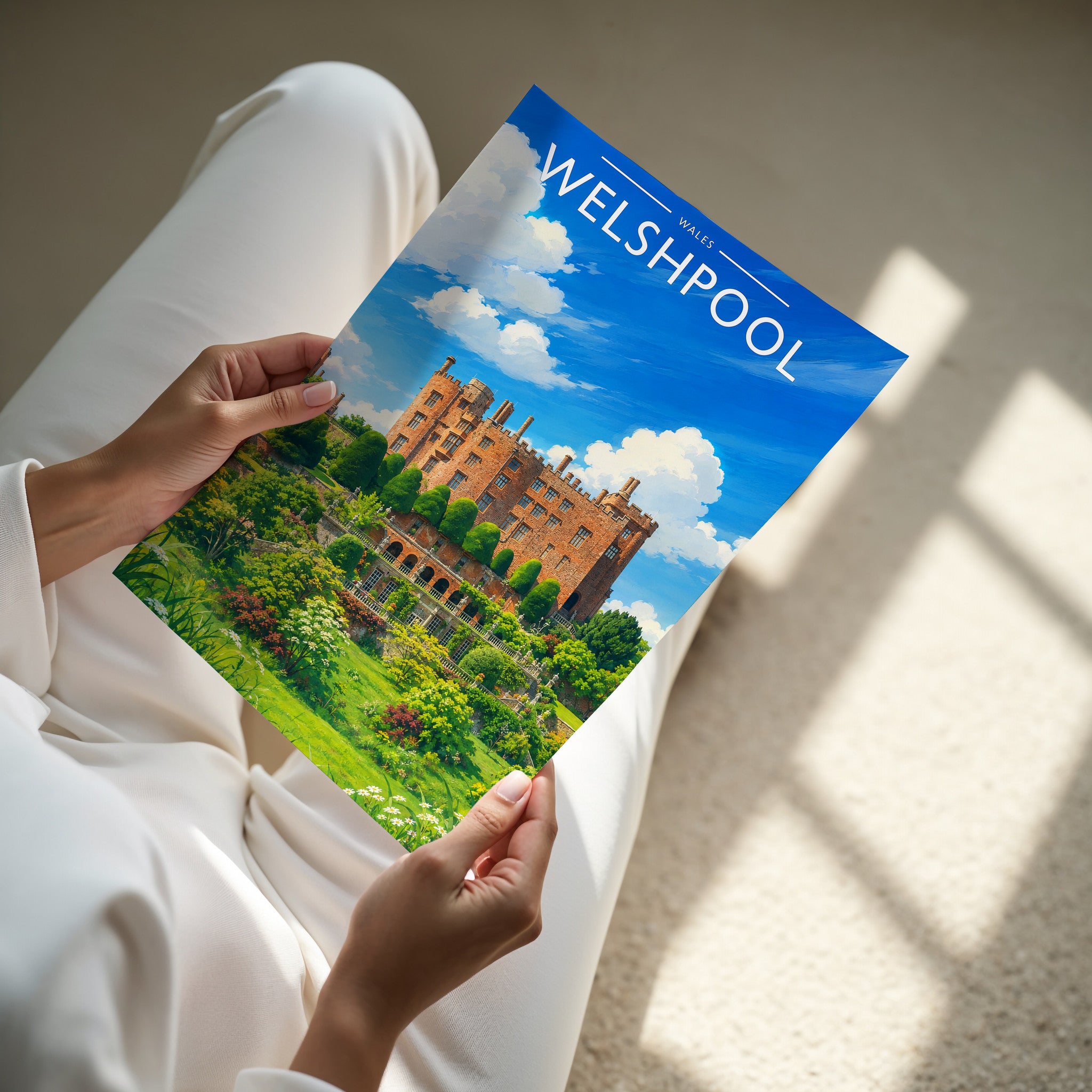 Welshpool Travel Poster - A4 print in hand