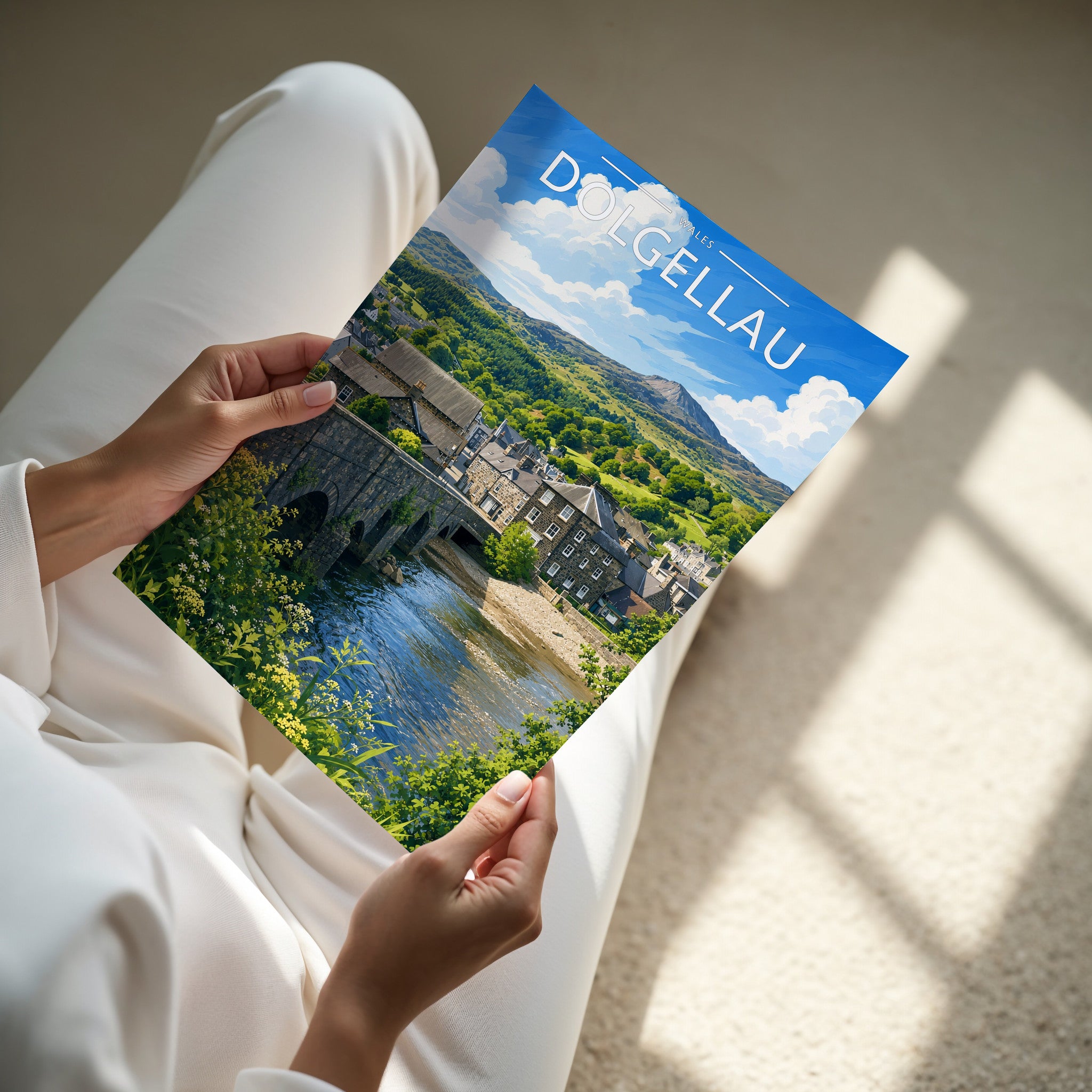 Dolgellau Travel Poster - A4 print in hand