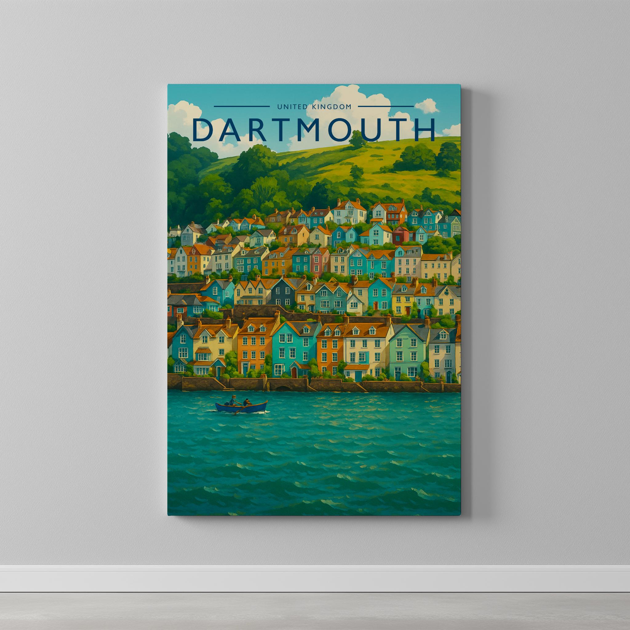 Dartmouth #2 Travel Poster as a gallery-wrapped canvas on a plain wall