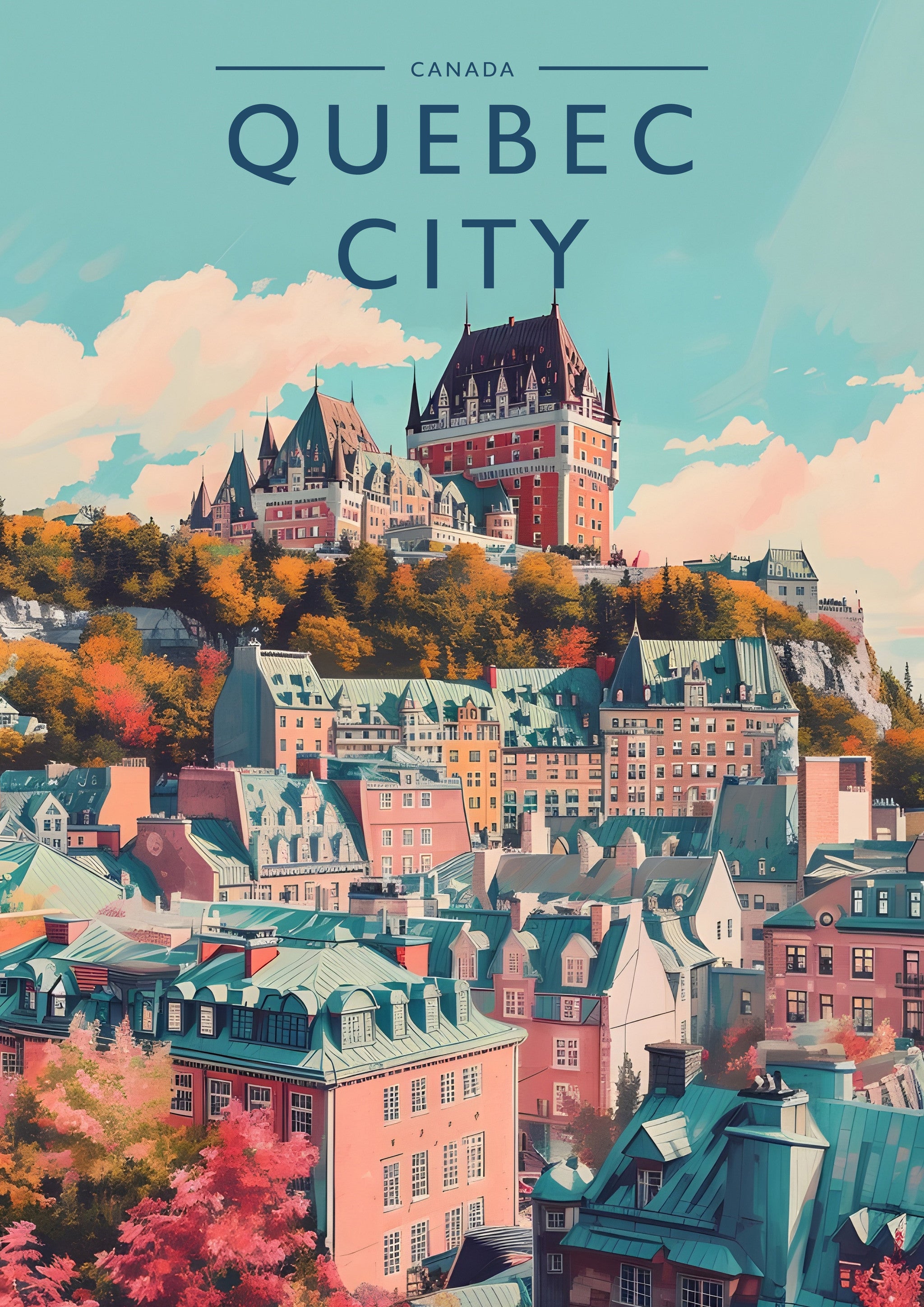 Quebec City Travel Poster - A4 travel poster print