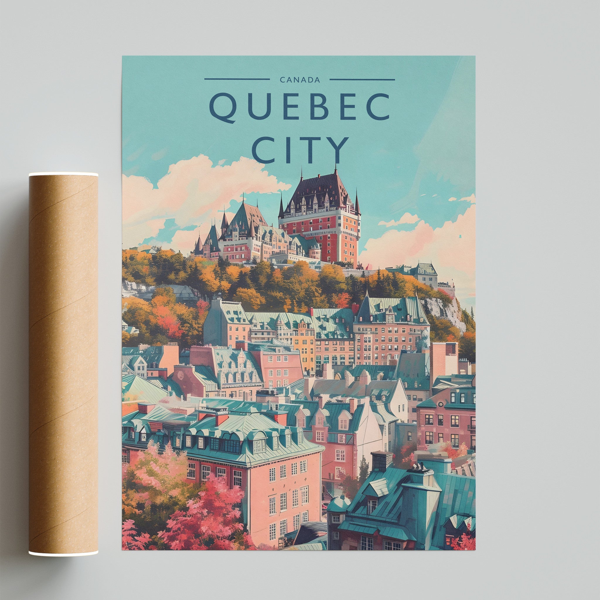 Quebec City Travel Poster - fine art print with shipping tube
